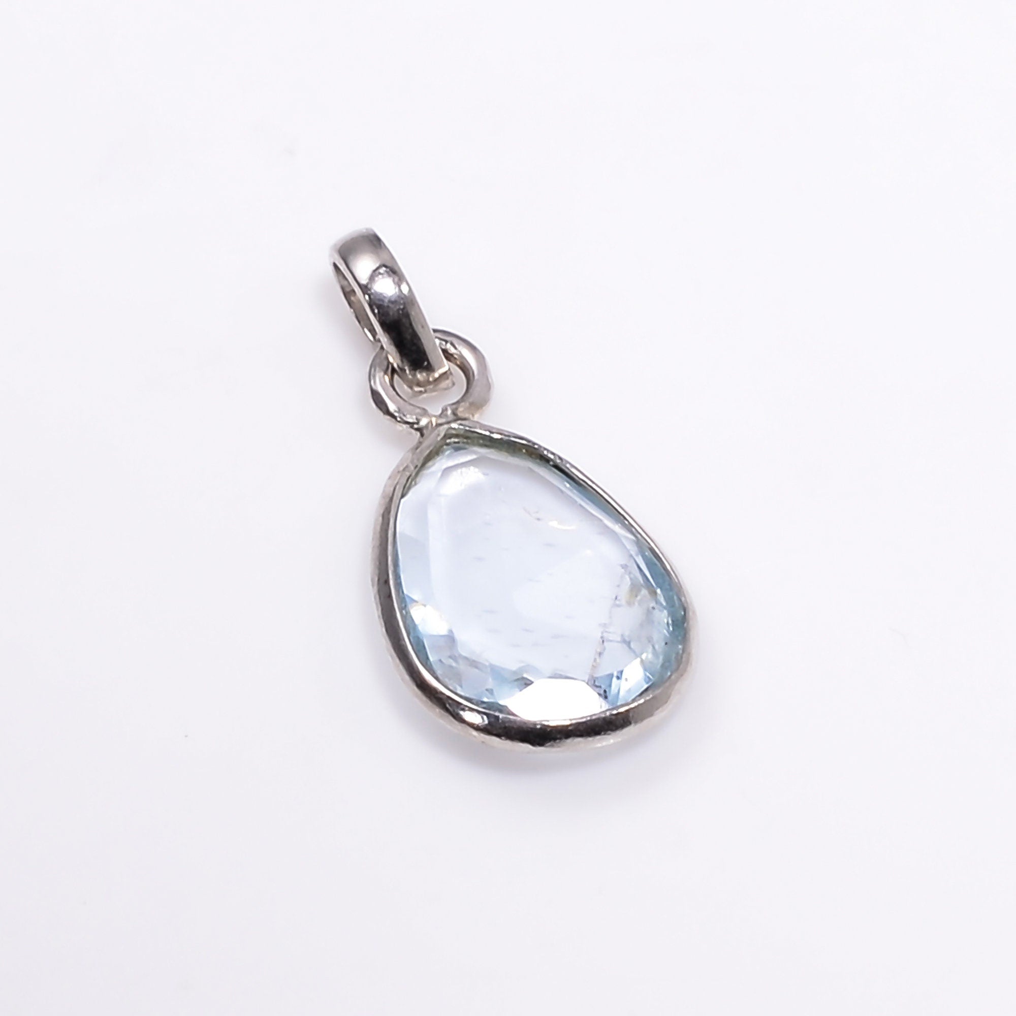 Vintage Moss Aquamarine 925 Silver Pendant: Handmade Boho Necklace