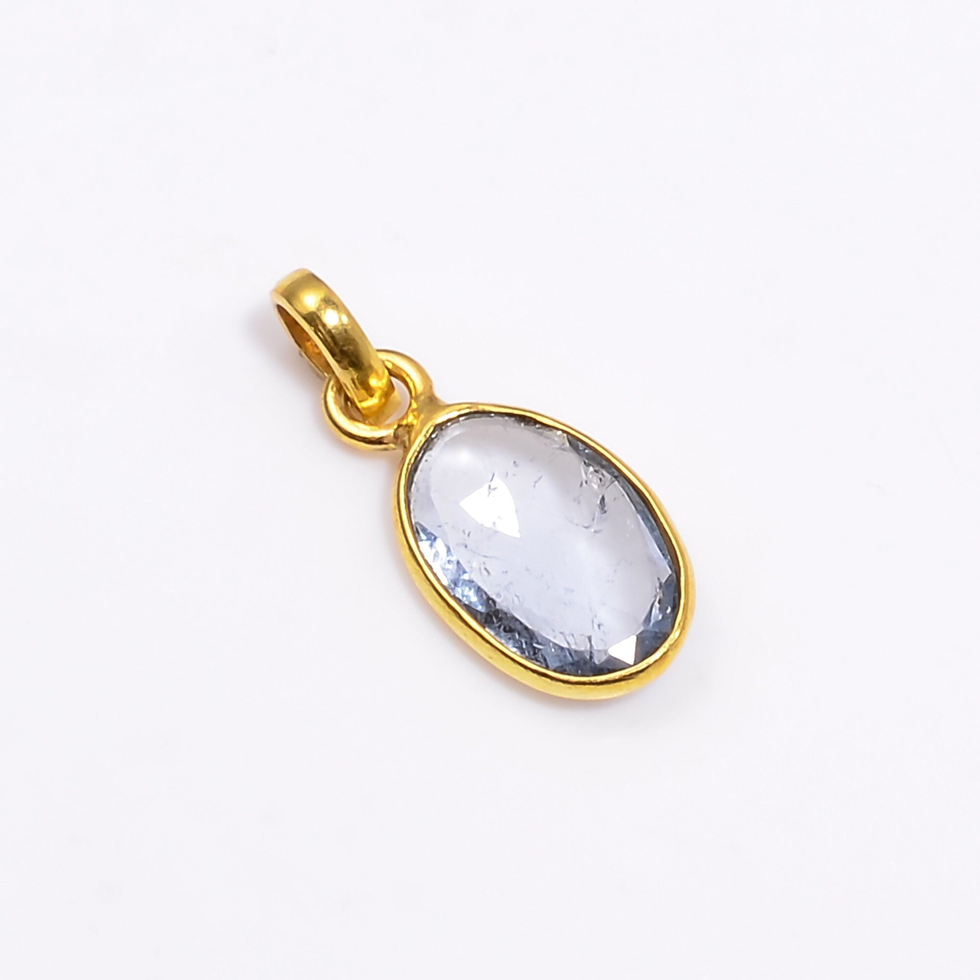 Vintage Moss Aquamarine 925 Silver Pendant: Handmade Boho Necklace