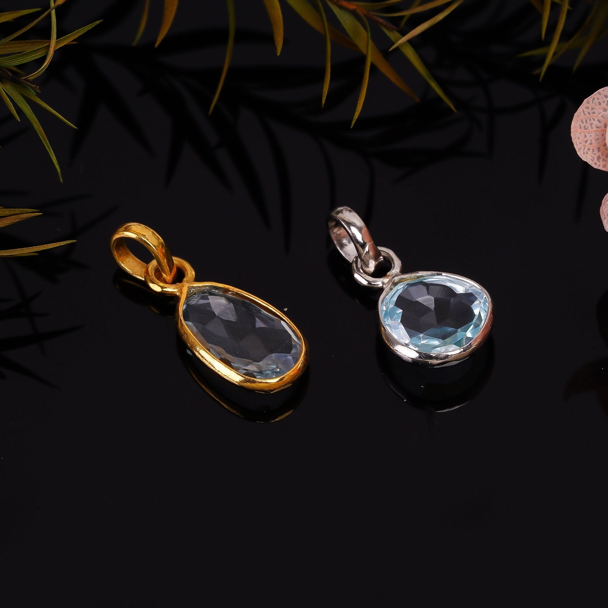 Sky Blue Topaz Sterling Silver Pendant: Dainty December Birthstone Necklace