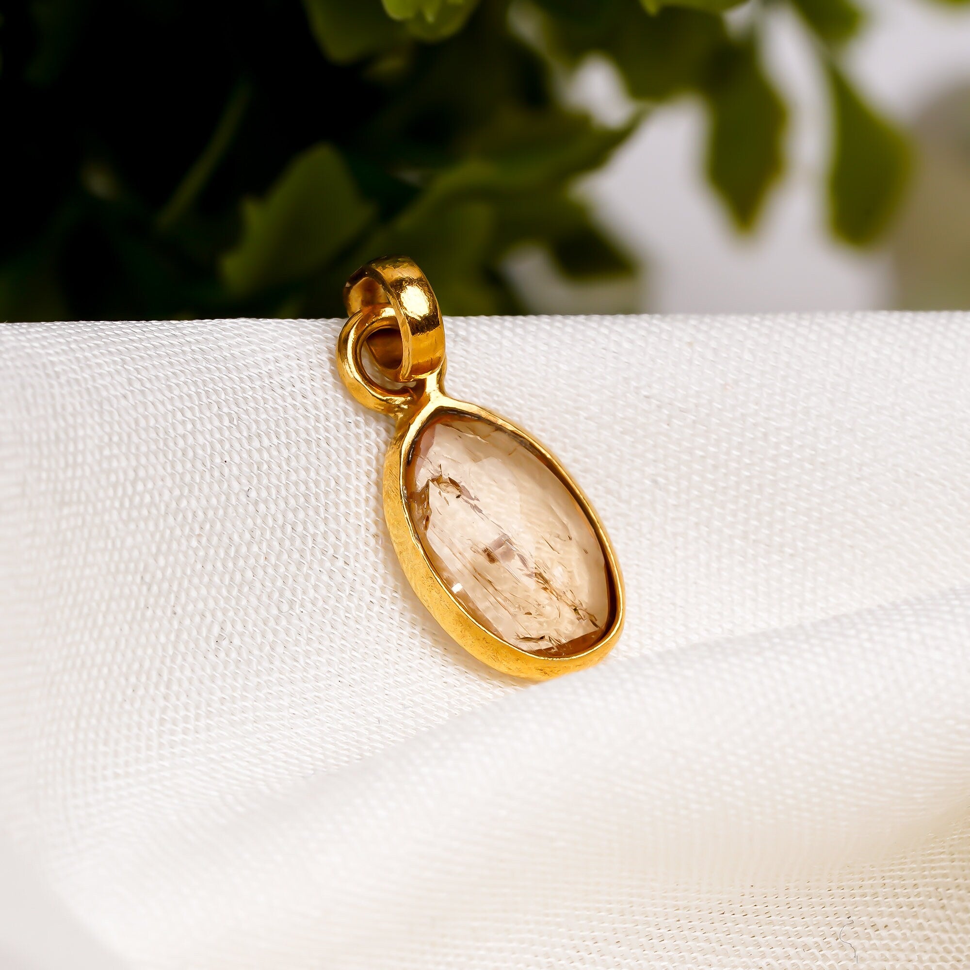 Natural Imperial Topaz Pendant: 925 Sterling Silver, Rose Cut Gemstone