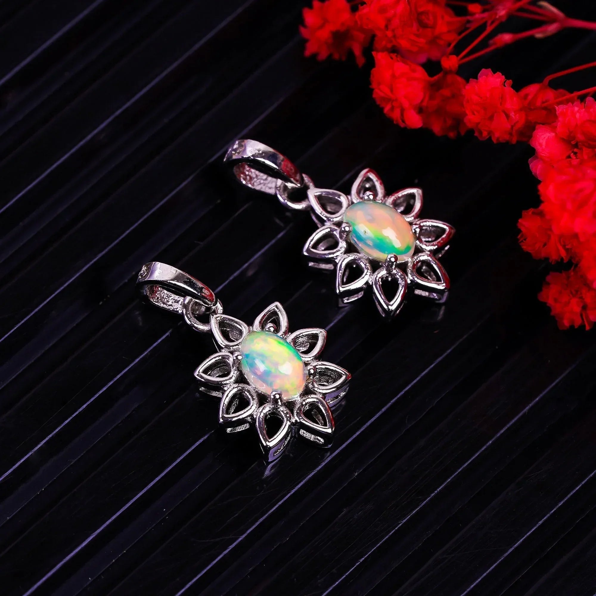 Ethiopian Opal Pendant: Sterling Silver October Birthstone Necklace