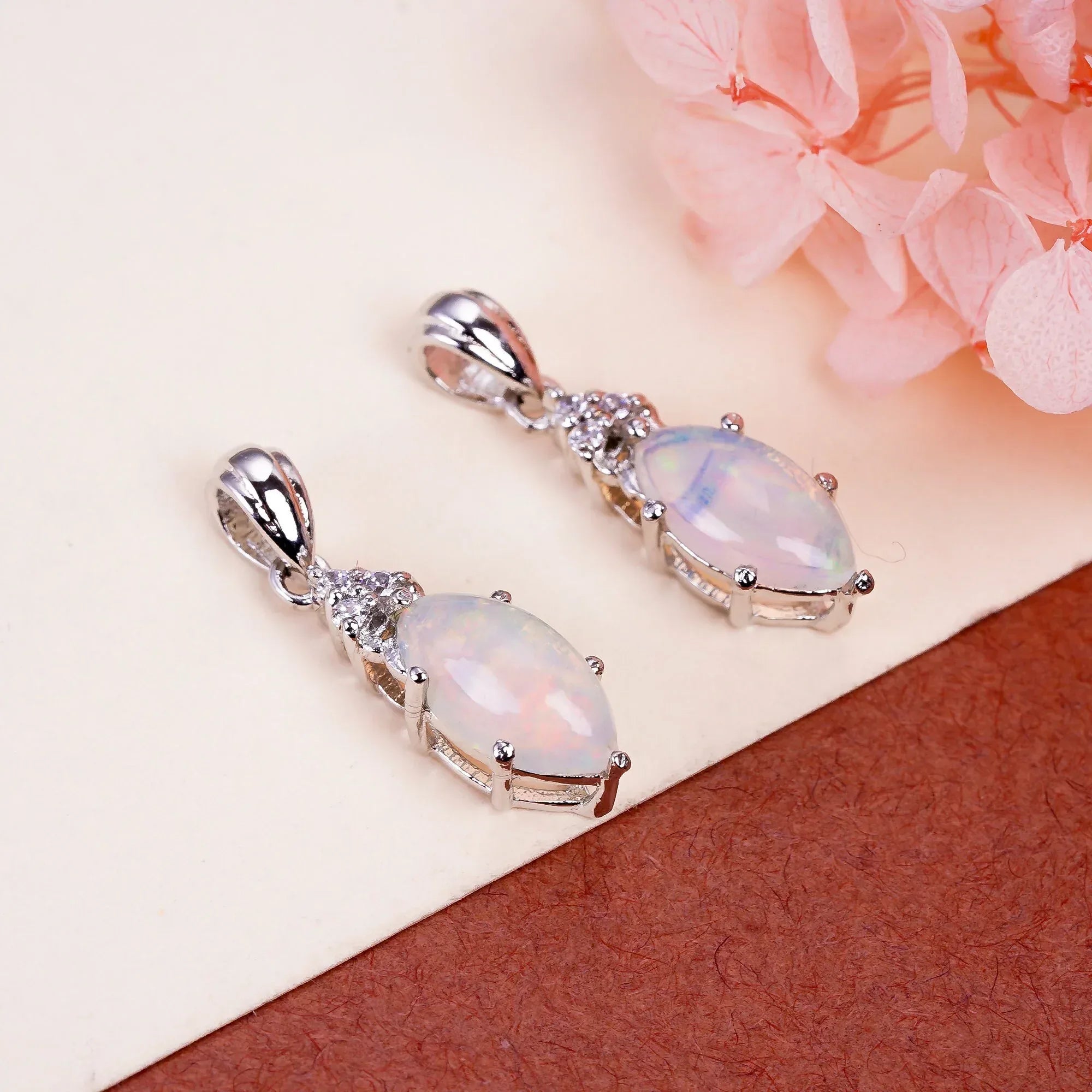 Ethiopian Opal Pendant: 925 Sterling Silver Marquise Gemstone