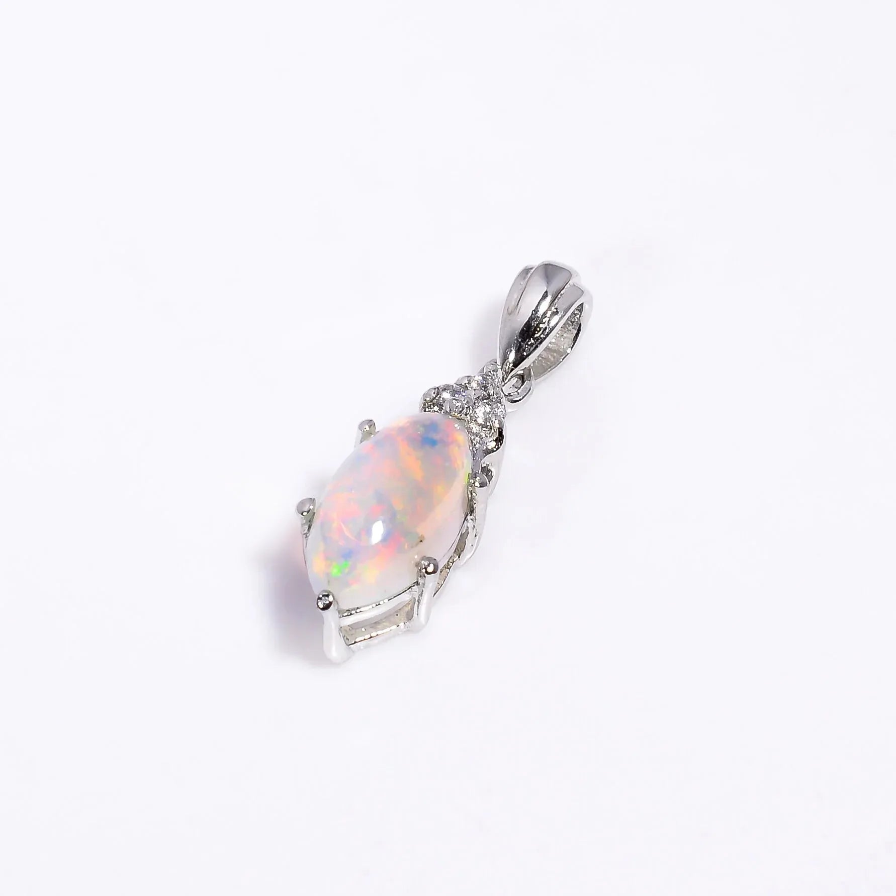 Ethiopian Opal Pendant: 925 Sterling Silver Marquise Gemstone