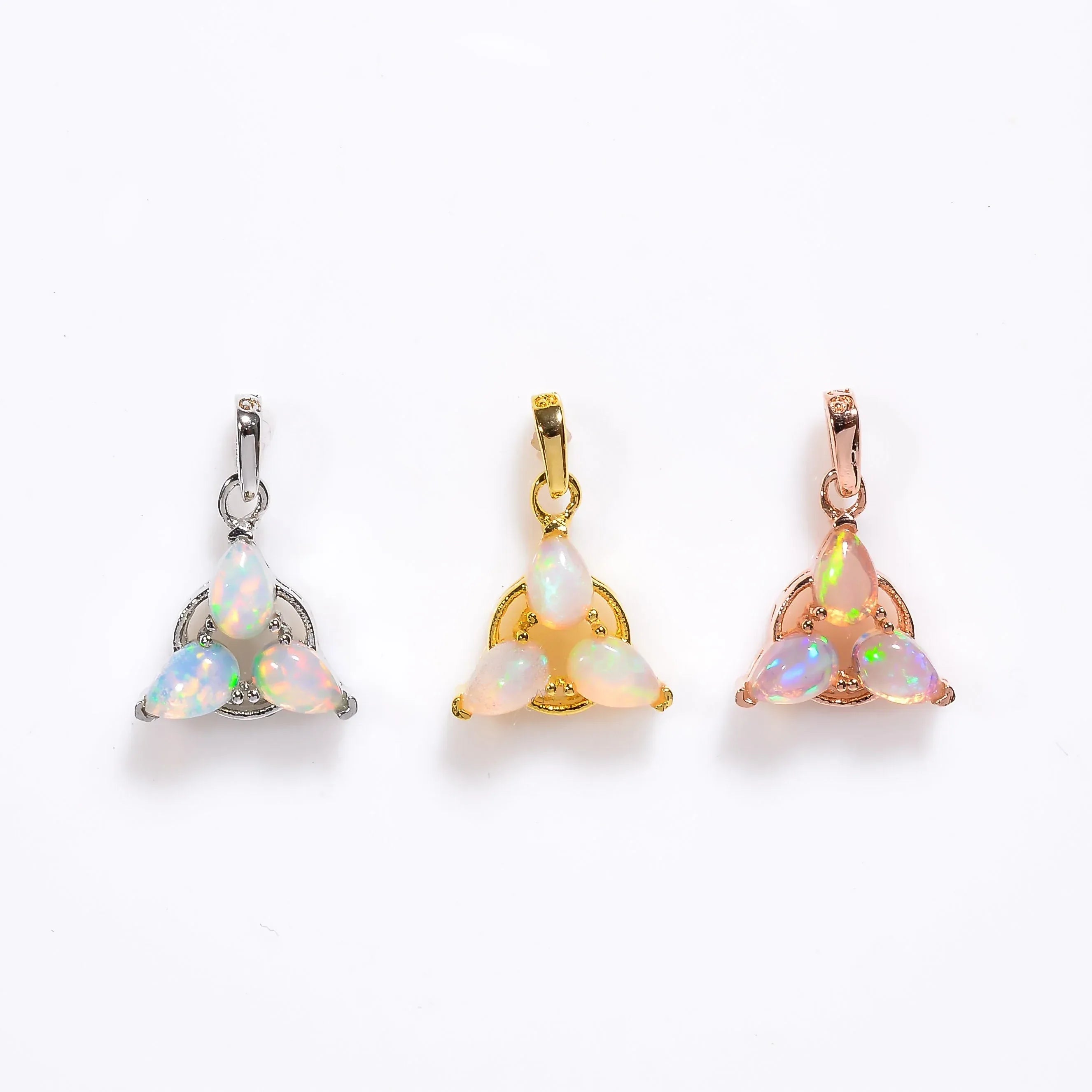 Ethiopian Opal Pendant: Pear-Shaped Sterling Silver Gemstone Jewelry