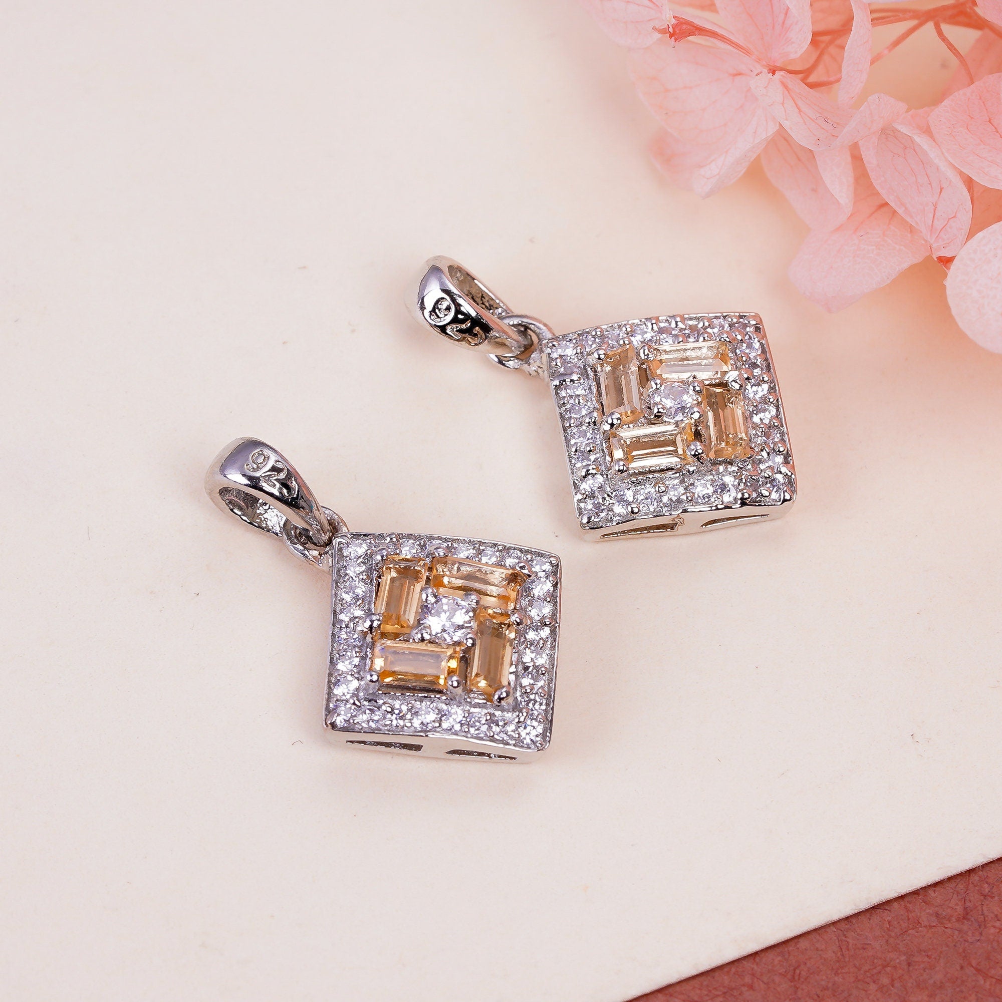 Natural Imperial Topaz Pendant: 925 Sterling Silver Necklace