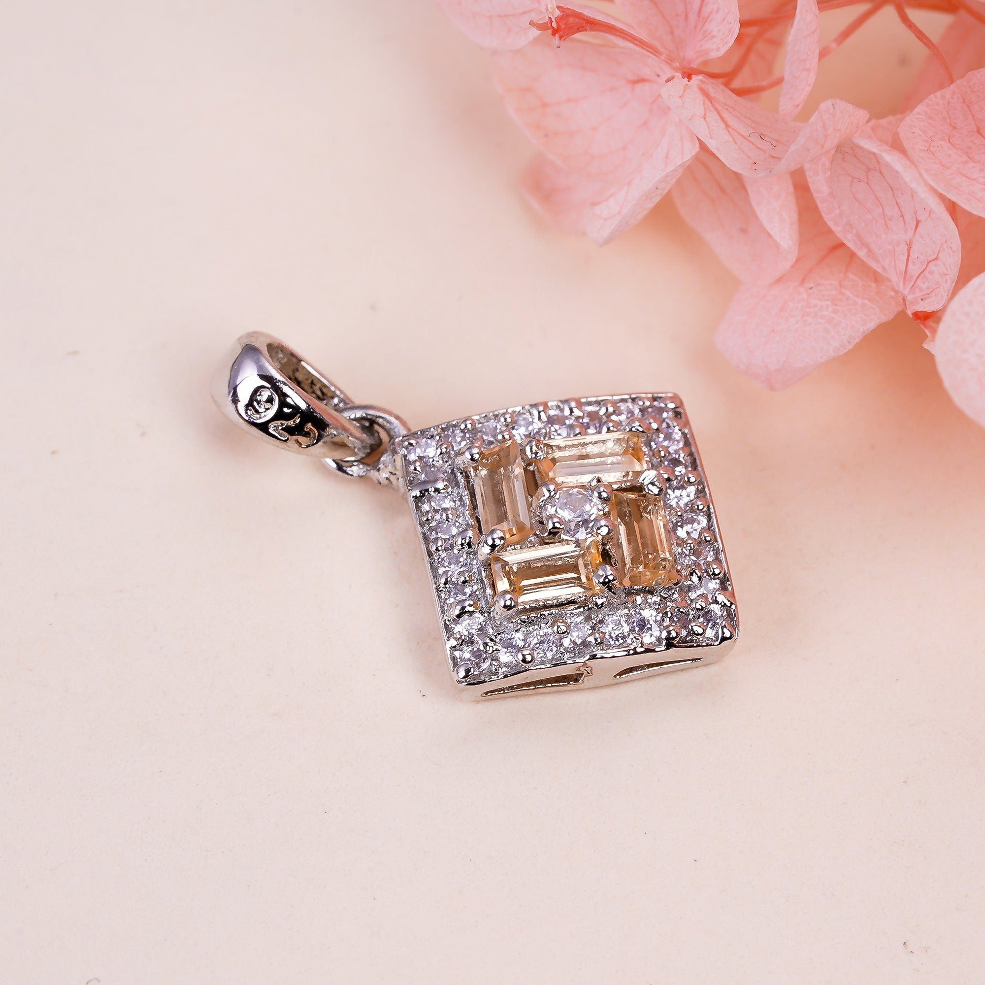 Natural Imperial Topaz Pendant: 925 Sterling Silver Necklace