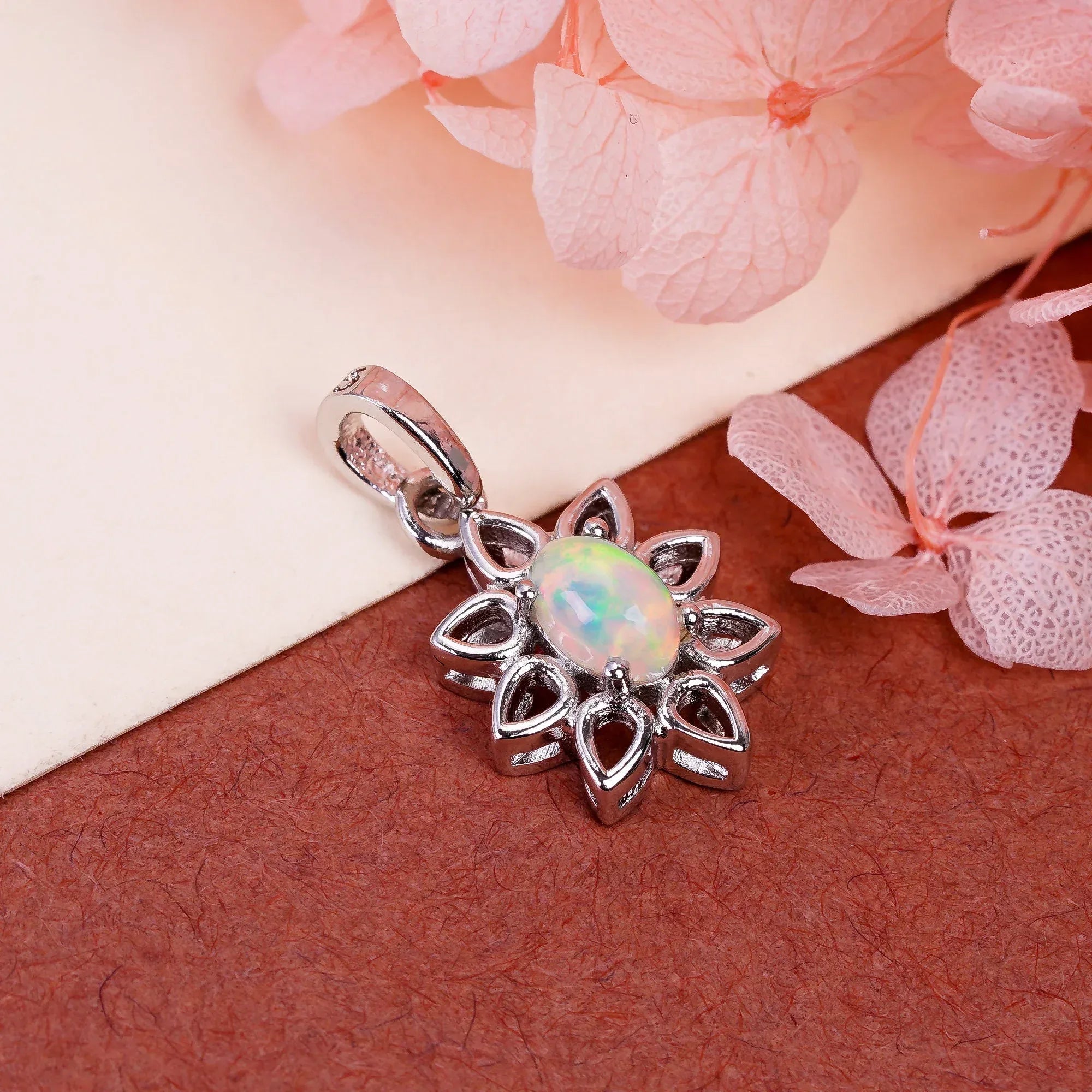 Ethiopian Opal Pendant: Sterling Silver October Birthstone Necklace