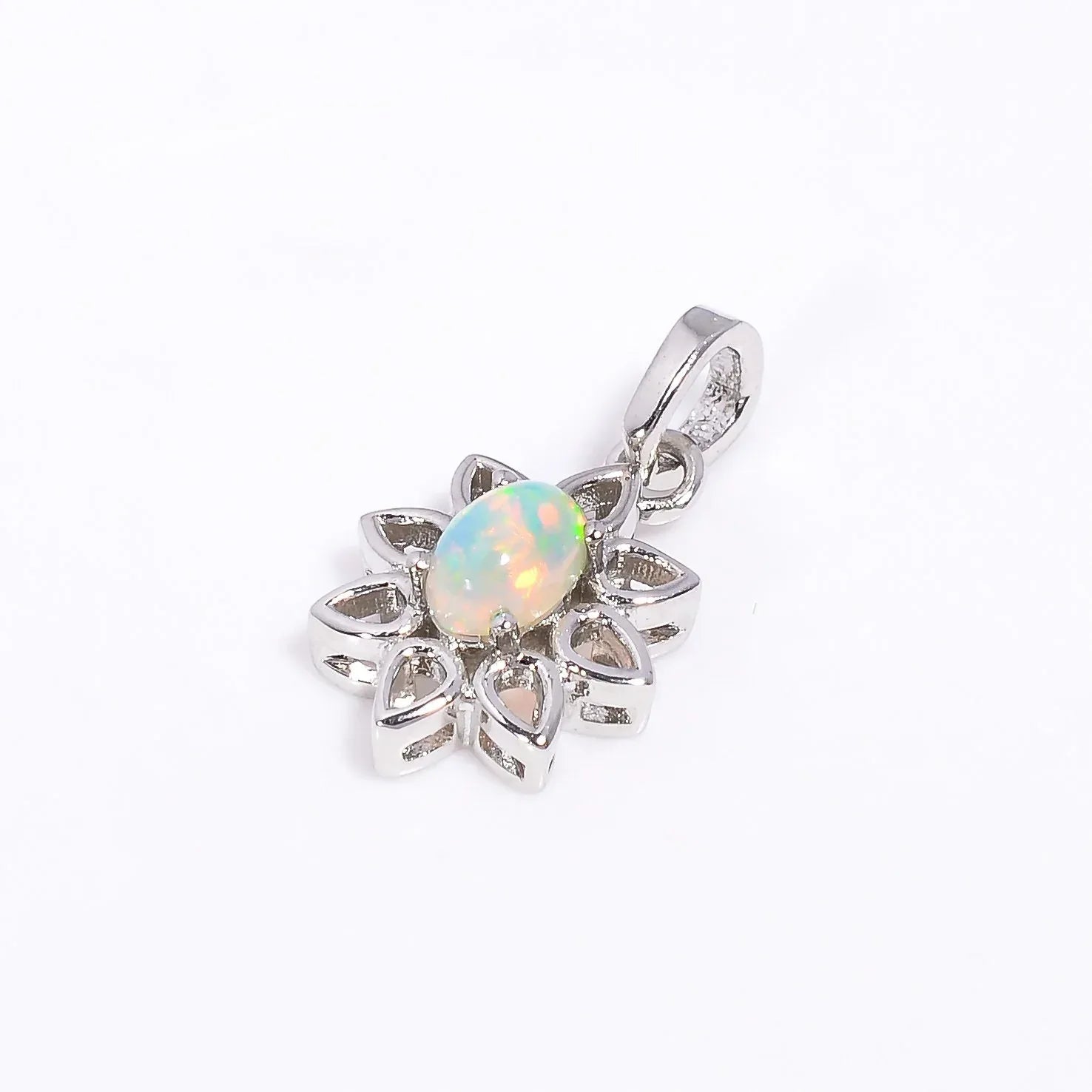 Ethiopian Opal Pendant: Sterling Silver October Birthstone Necklace