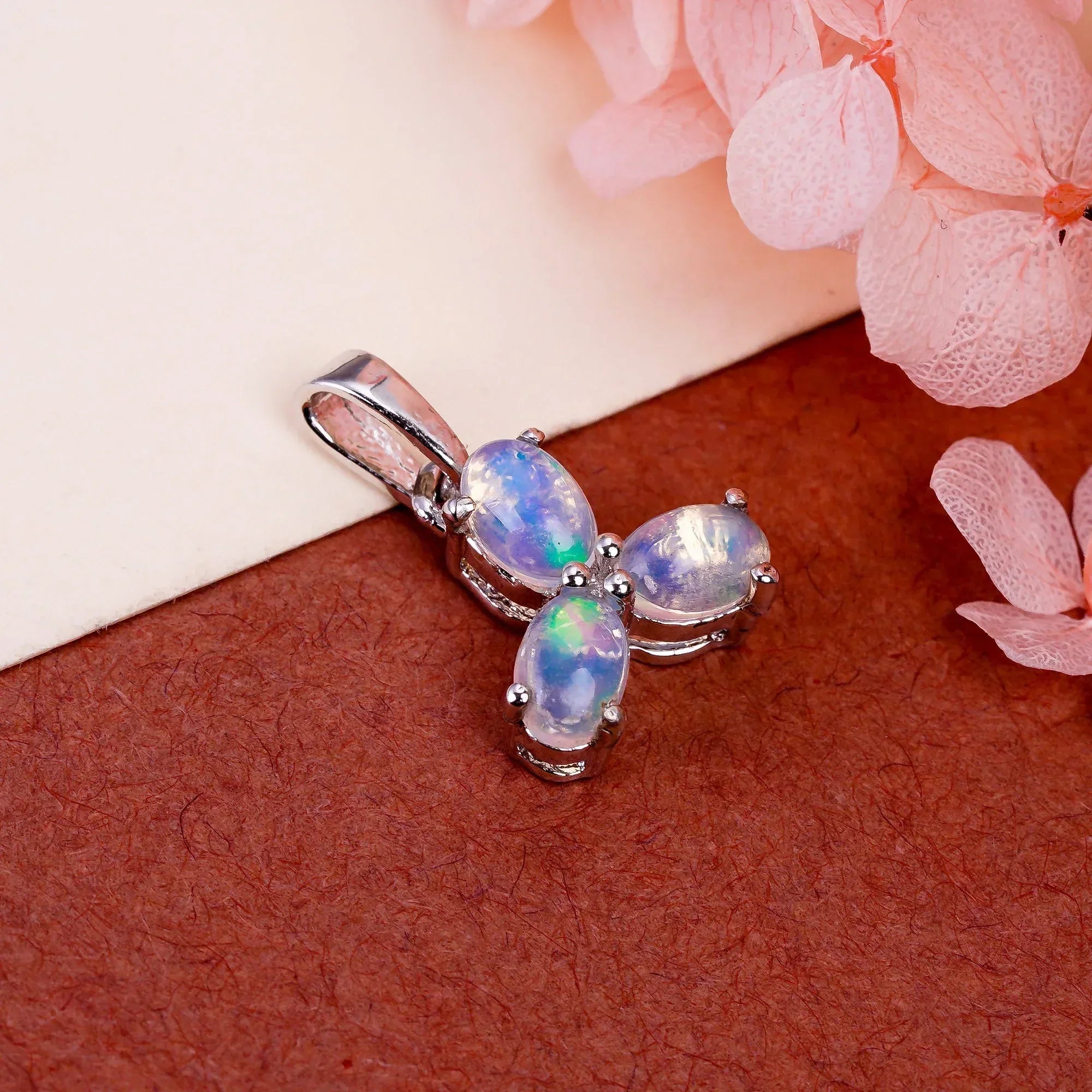 Ethiopian Opal Pendant: 925 Sterling Silver Gemstone Jewelry