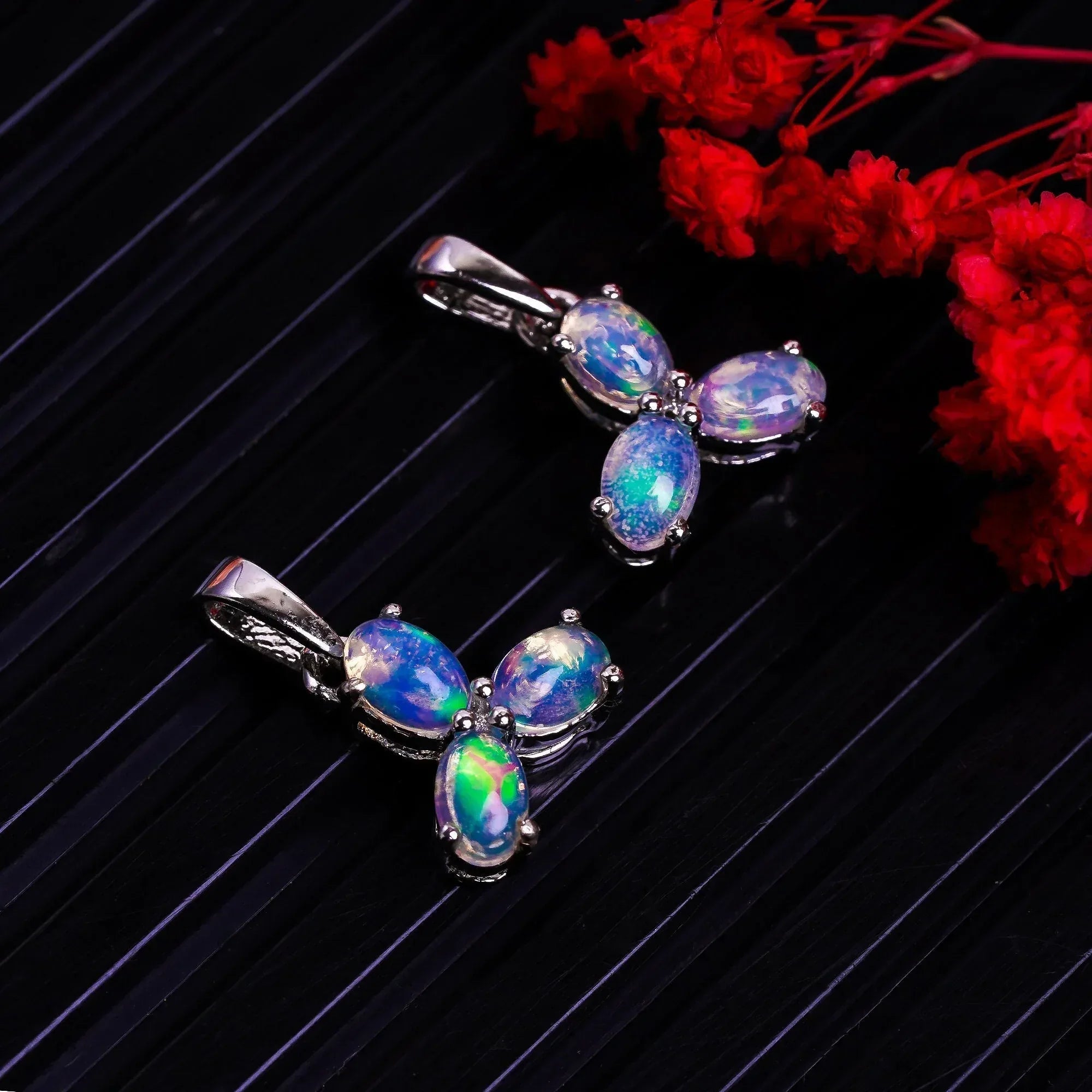 Ethiopian Opal Pendant: 925 Sterling Silver Gemstone Jewelry