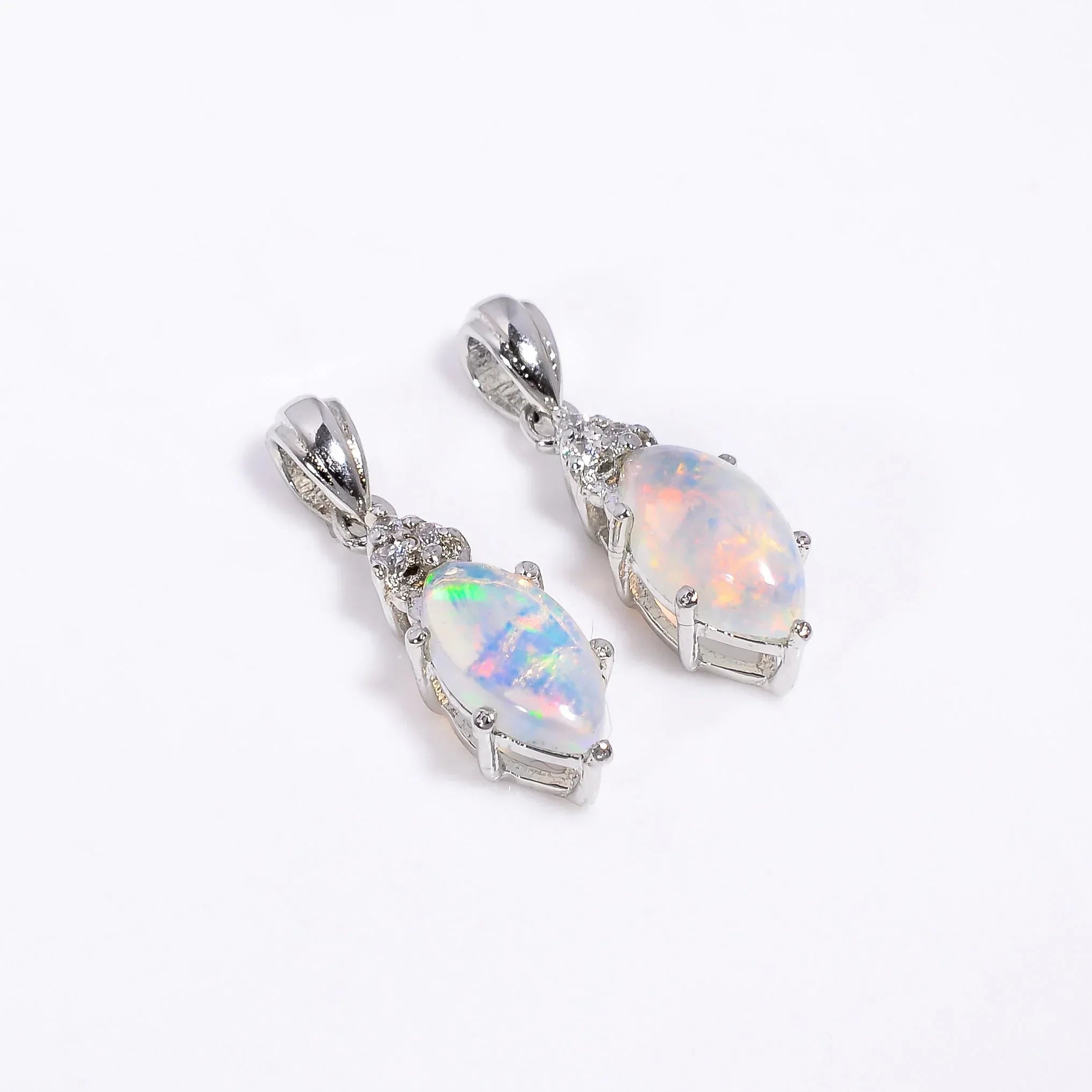 Ethiopian Opal Pendant: 925 Sterling Silver Marquise Gemstone