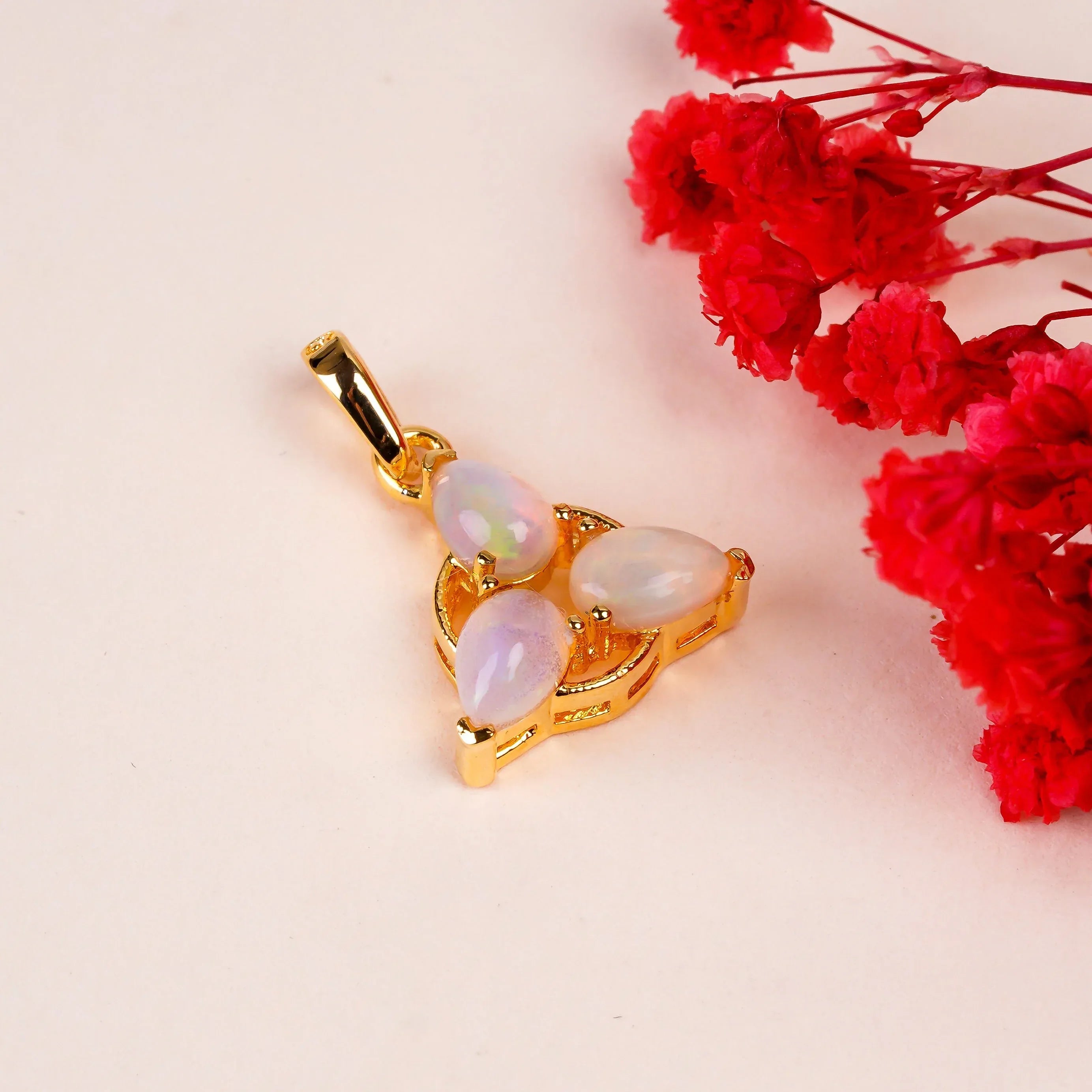 Ethiopian Opal Pendant: Pear-Shaped Sterling Silver Gemstone Jewelry