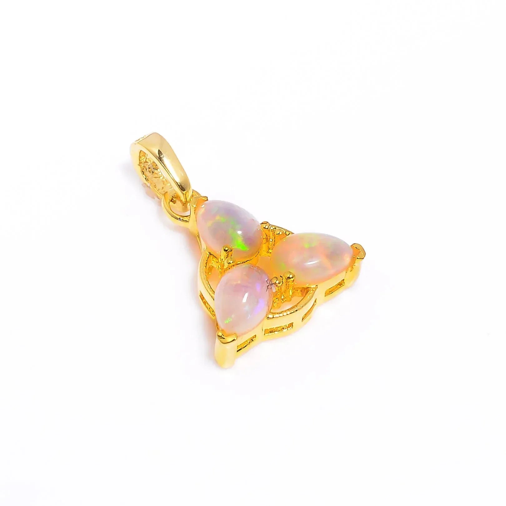 Ethiopian Opal Pendant: Pear-Shaped Sterling Silver Gemstone Jewelry