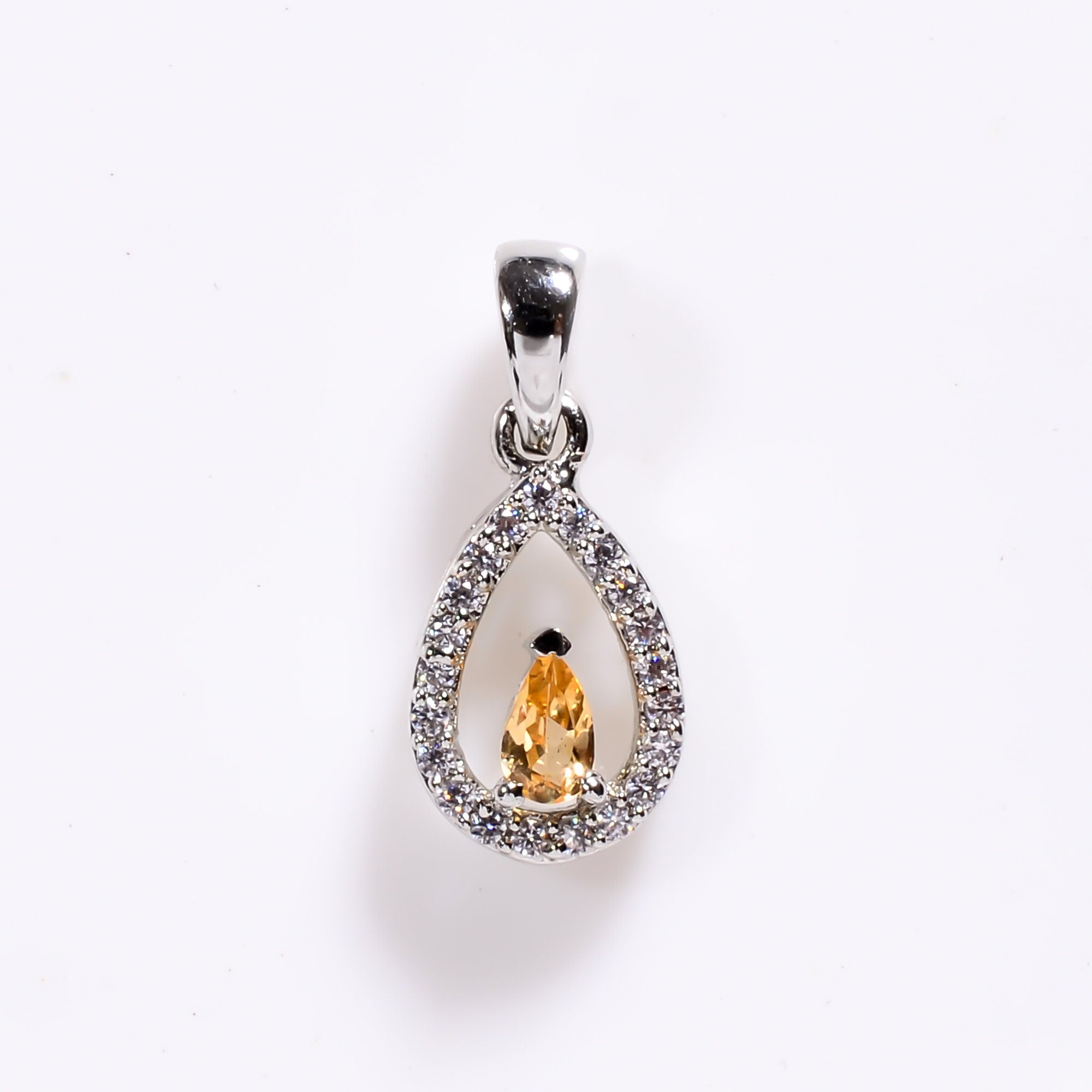 Natural Imperial Topaz Pendant: 925 Sterling Silver Pear Necklace