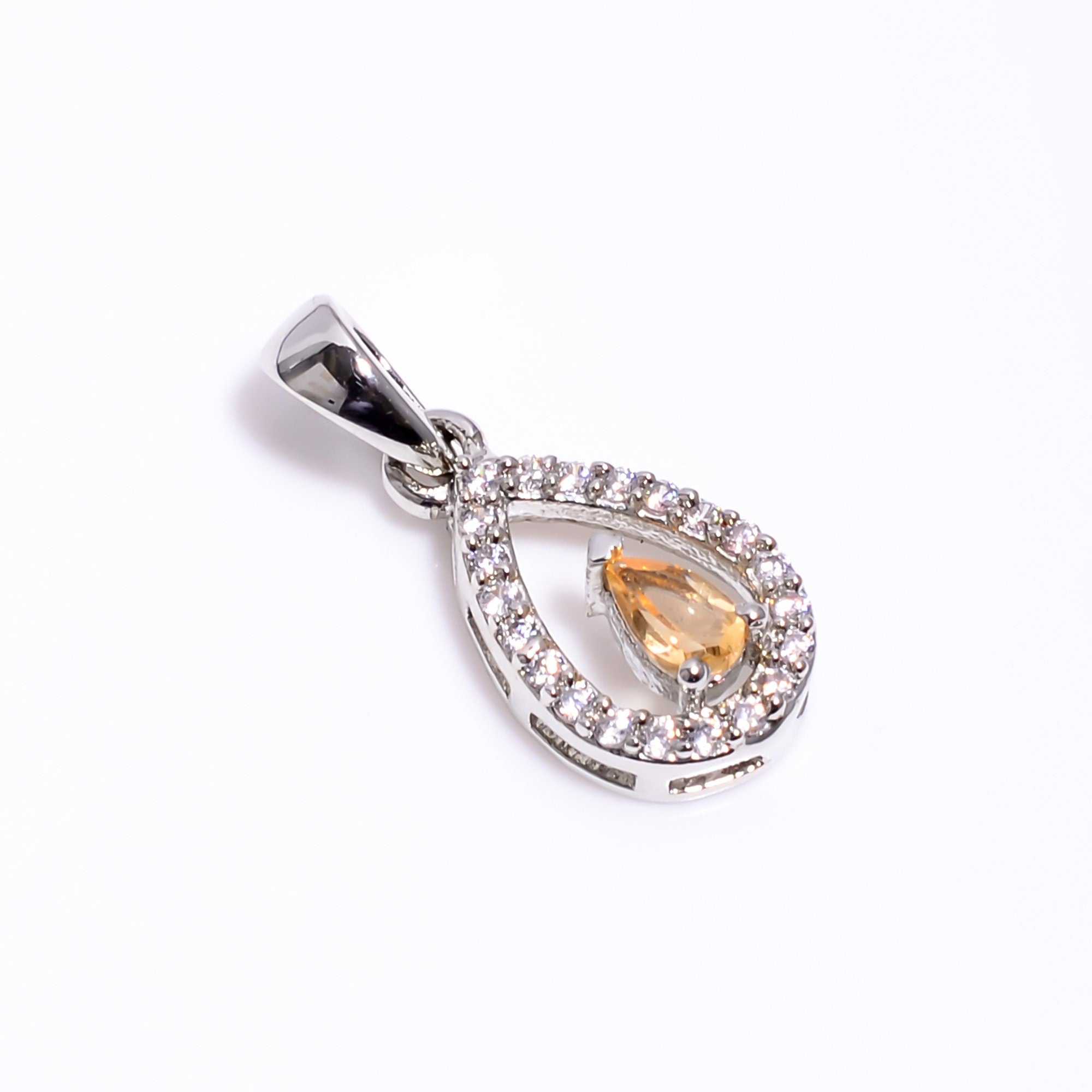 Natural Imperial Topaz Pendant: 925 Sterling Silver Pear Necklace