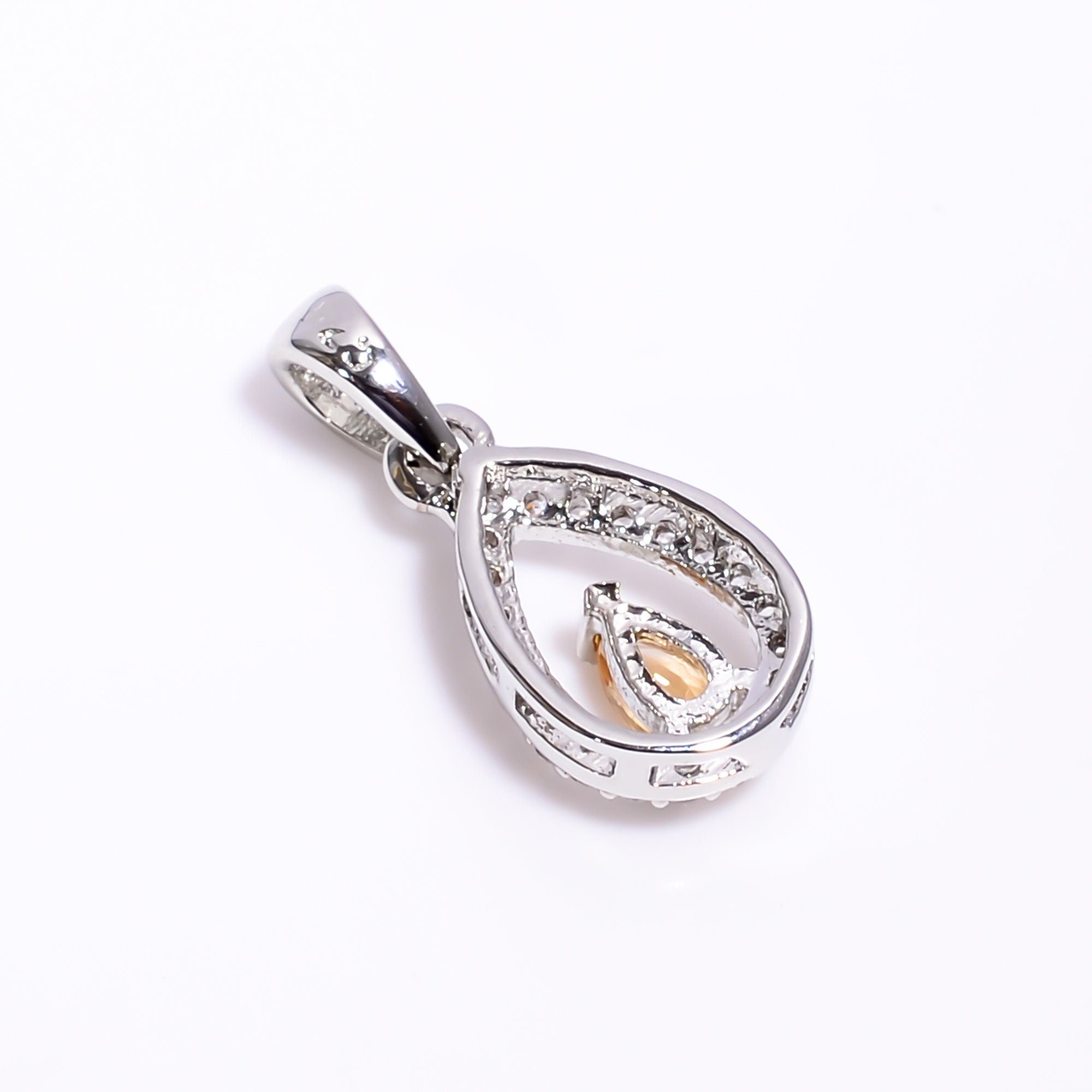 Natural Imperial Topaz Pendant: 925 Sterling Silver Pear Necklace