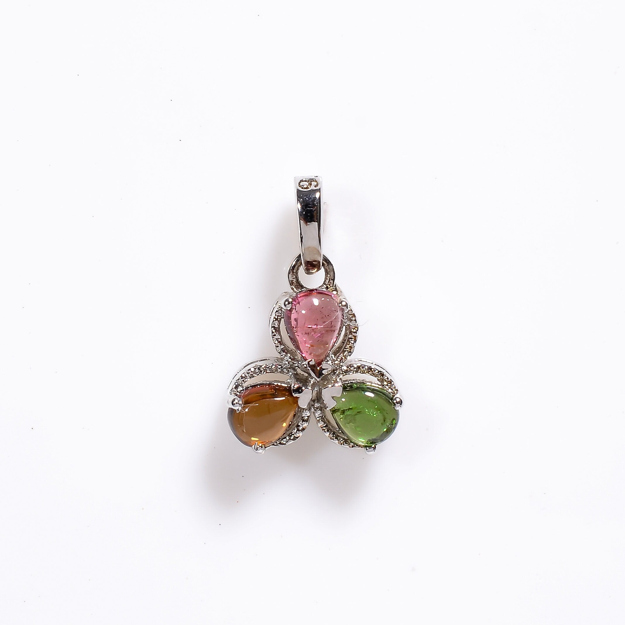 Natural Multicolor Tourmaline Pendant: Sterling Silver Boho Jewelry
