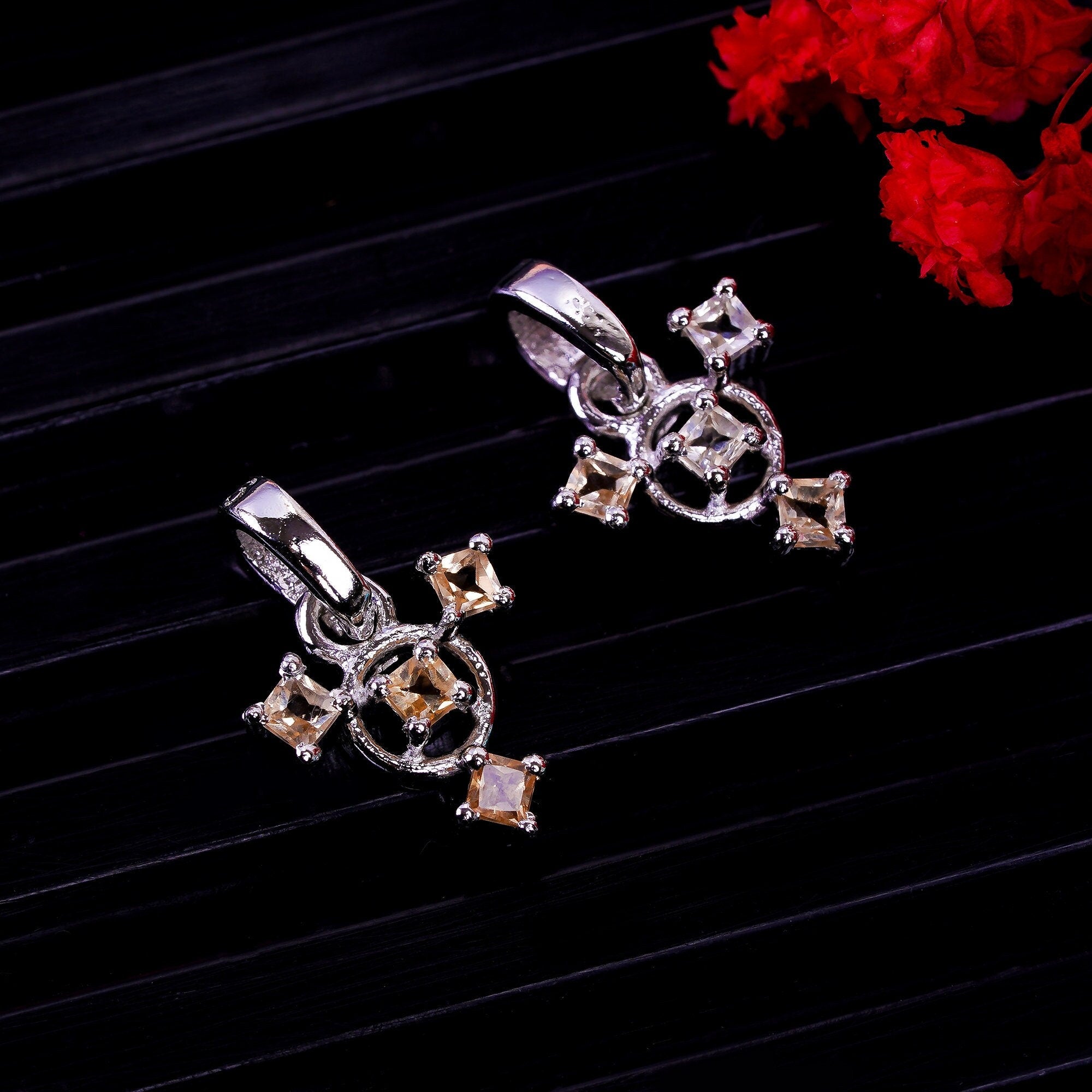 Natural Imperial Topaz Pendant: 925 Sterling Silver, Handmade Jewelry