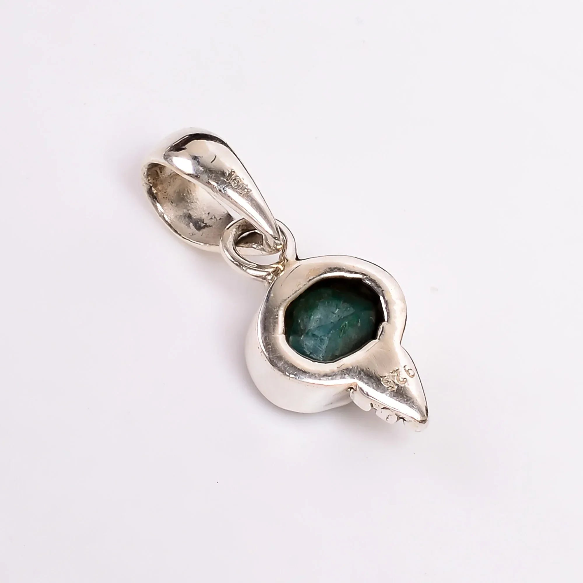 Faceted Corundum Emerald Pendant: 925 Sterling Silver Handmade Jewelry