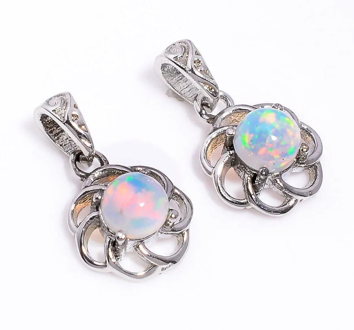 Ethiopian Opal Pendant: 925 Sterling Silver Boho Charm