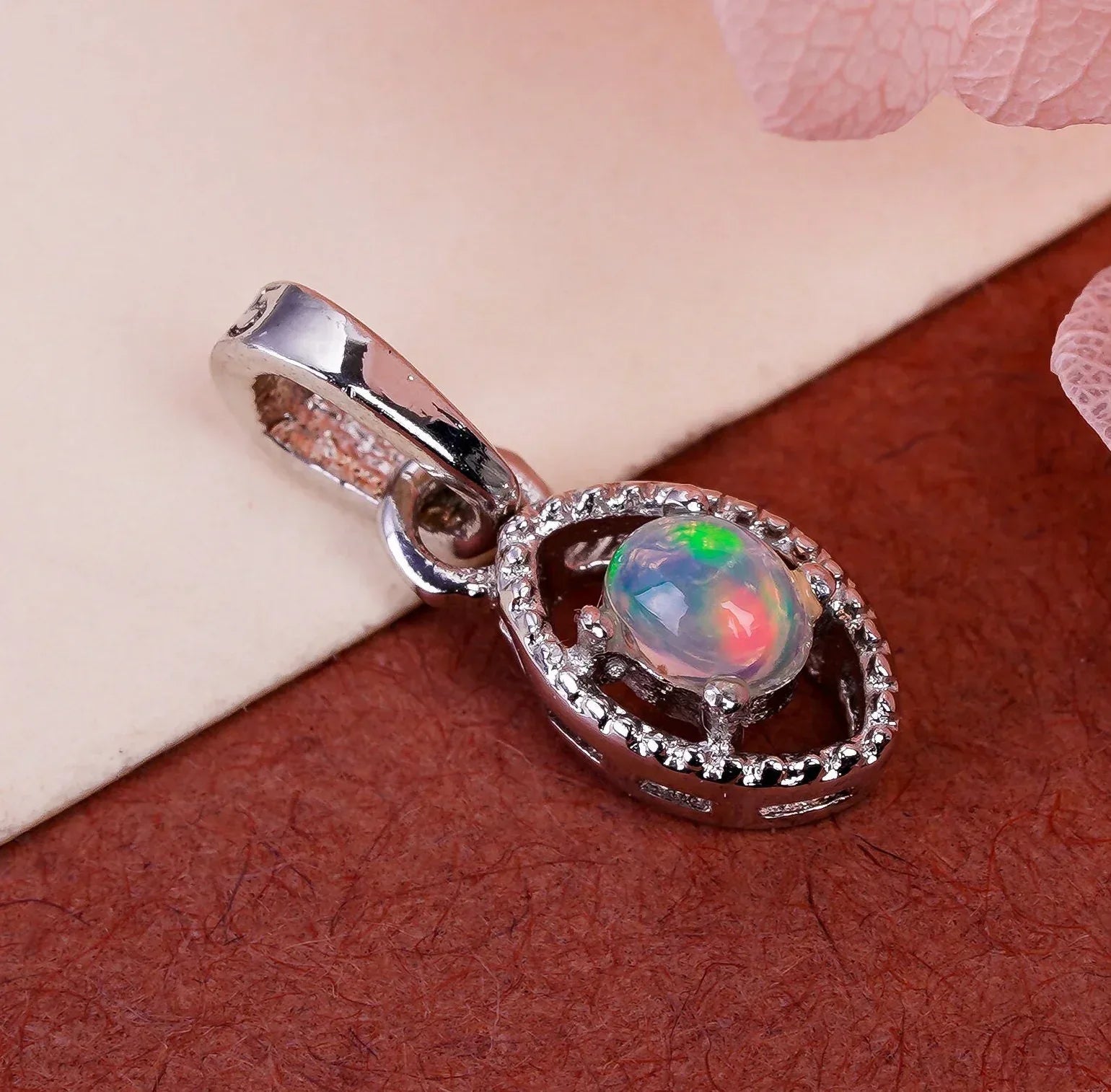 Ethiopian Opal Pendant: 925 Sterling Silver Gemstone Jewelry