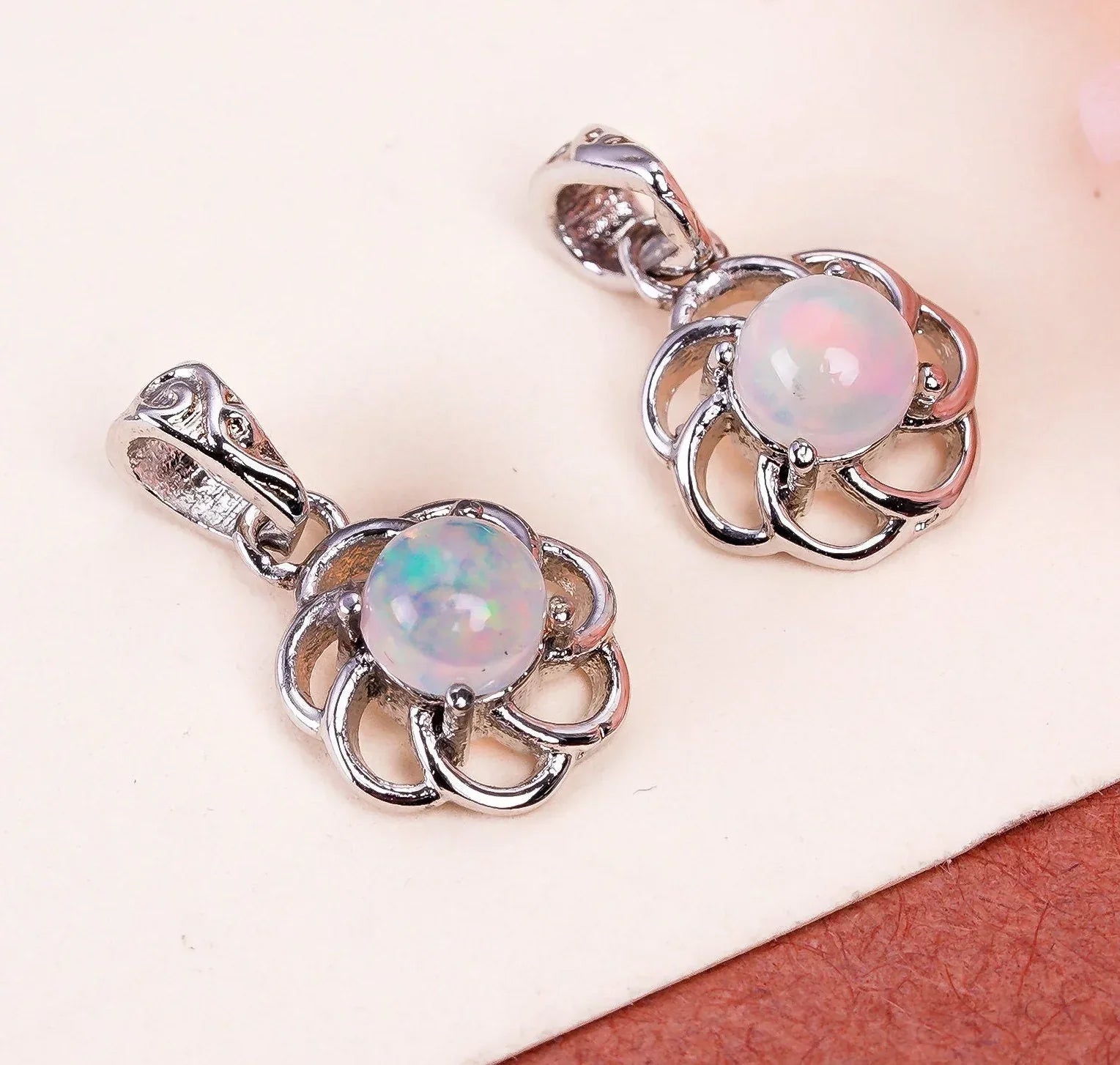 Ethiopian Opal Pendant: 925 Sterling Silver Boho Charm