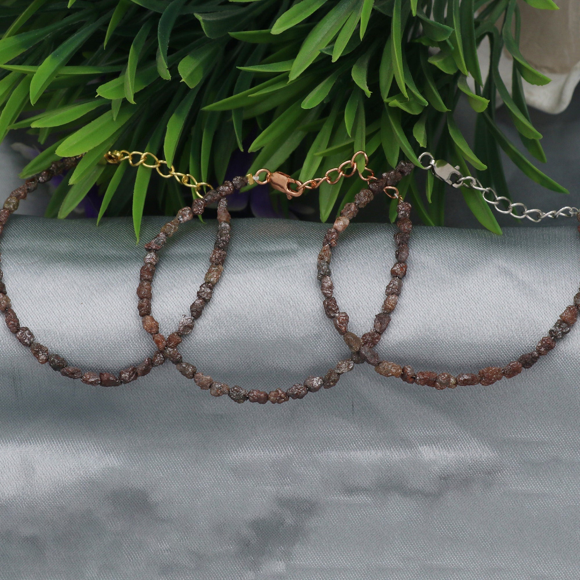 Raw Diamond Beads Bracelet in Silver – Boho Minimalist Adjustable Jewelry