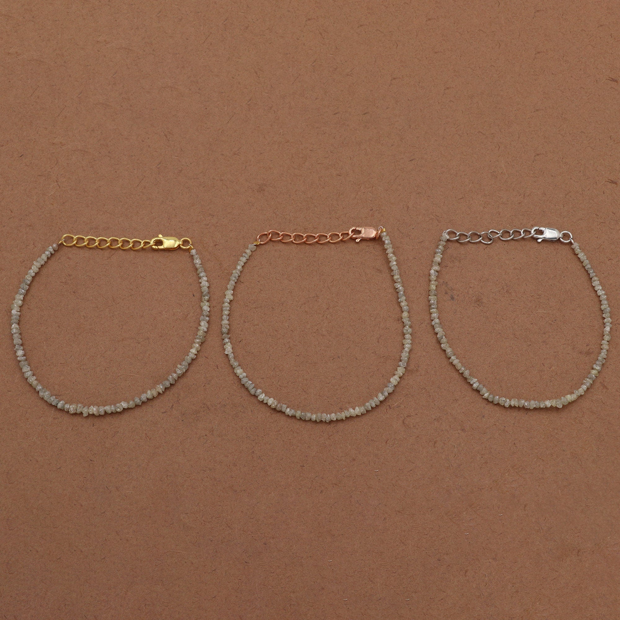 Diamond Chip Beads Bracelet – Sterling Silver Dainty Layering Bracelet