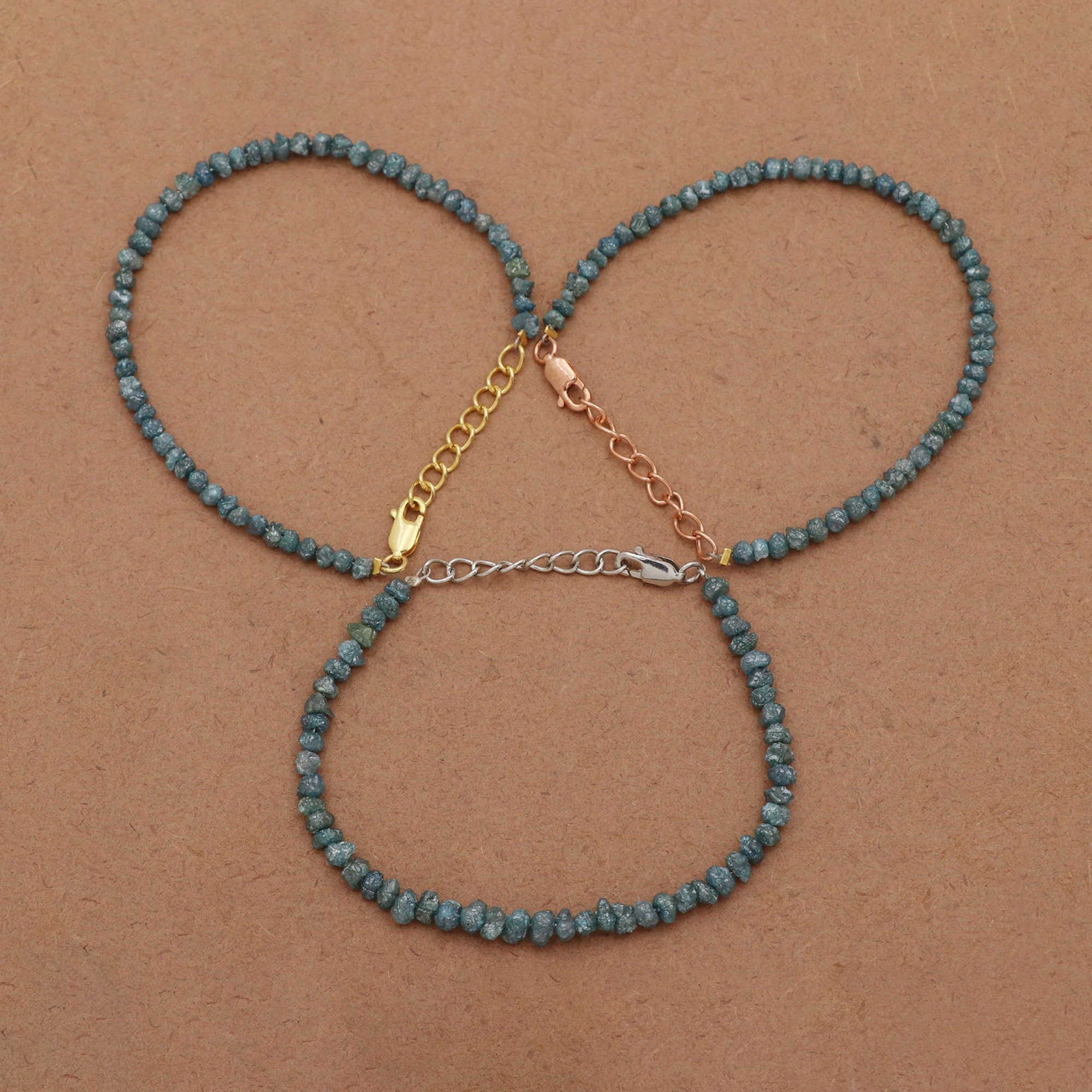 Handmade Silver Diamond Chip Bracelet – Dainty Real Diamond Beads Jewelry