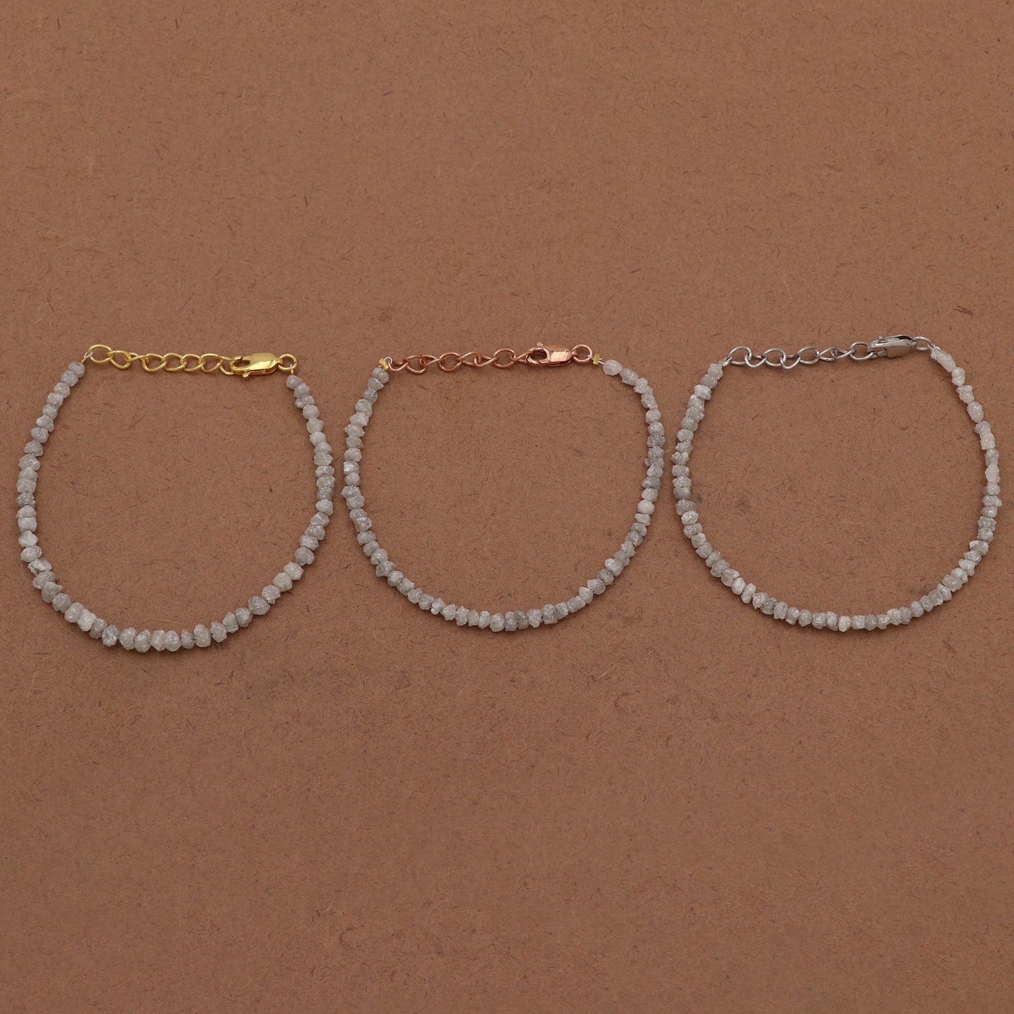 Natural Diamond Bead Bracelet in Sterling Silver – Elegant Minimalist Jewelry