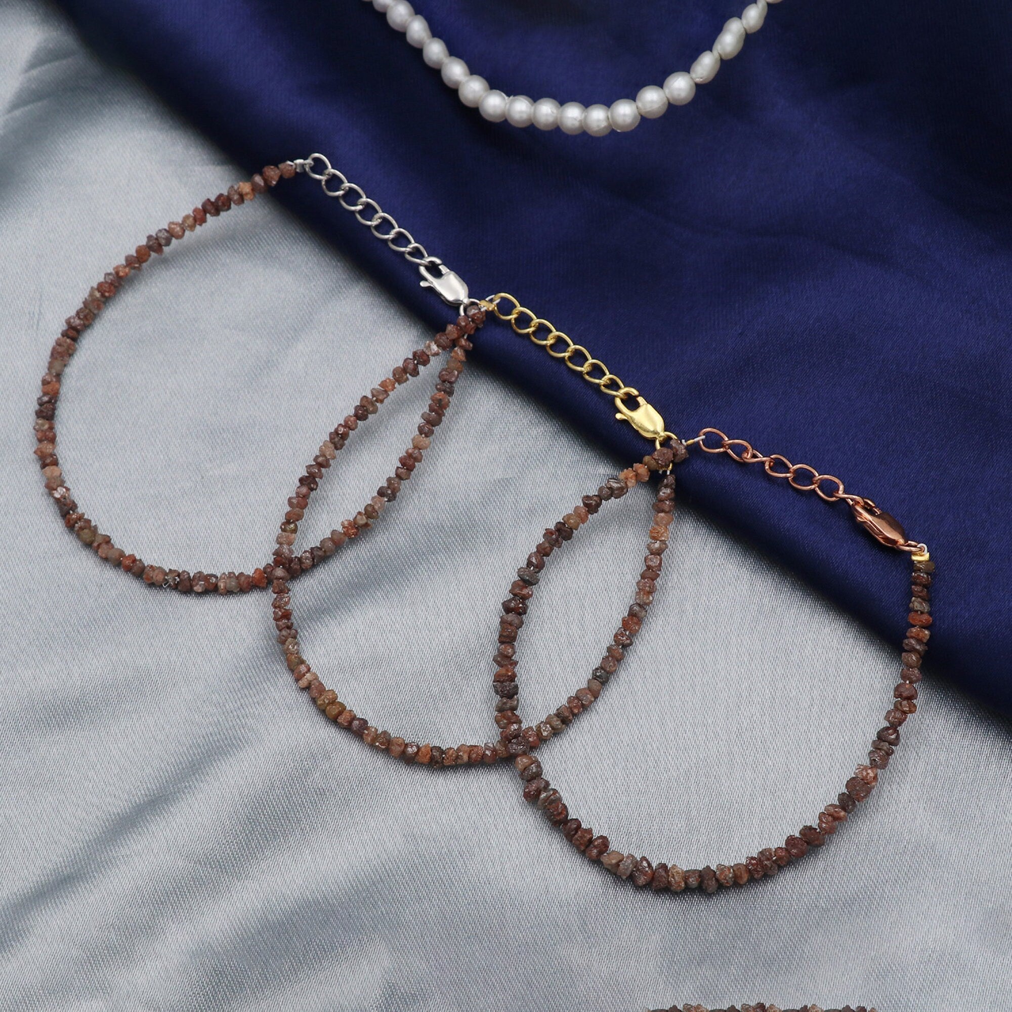 Minimalist Silver Bracelet with Natural Diamond Chips – Everyday Luxury Jewelry