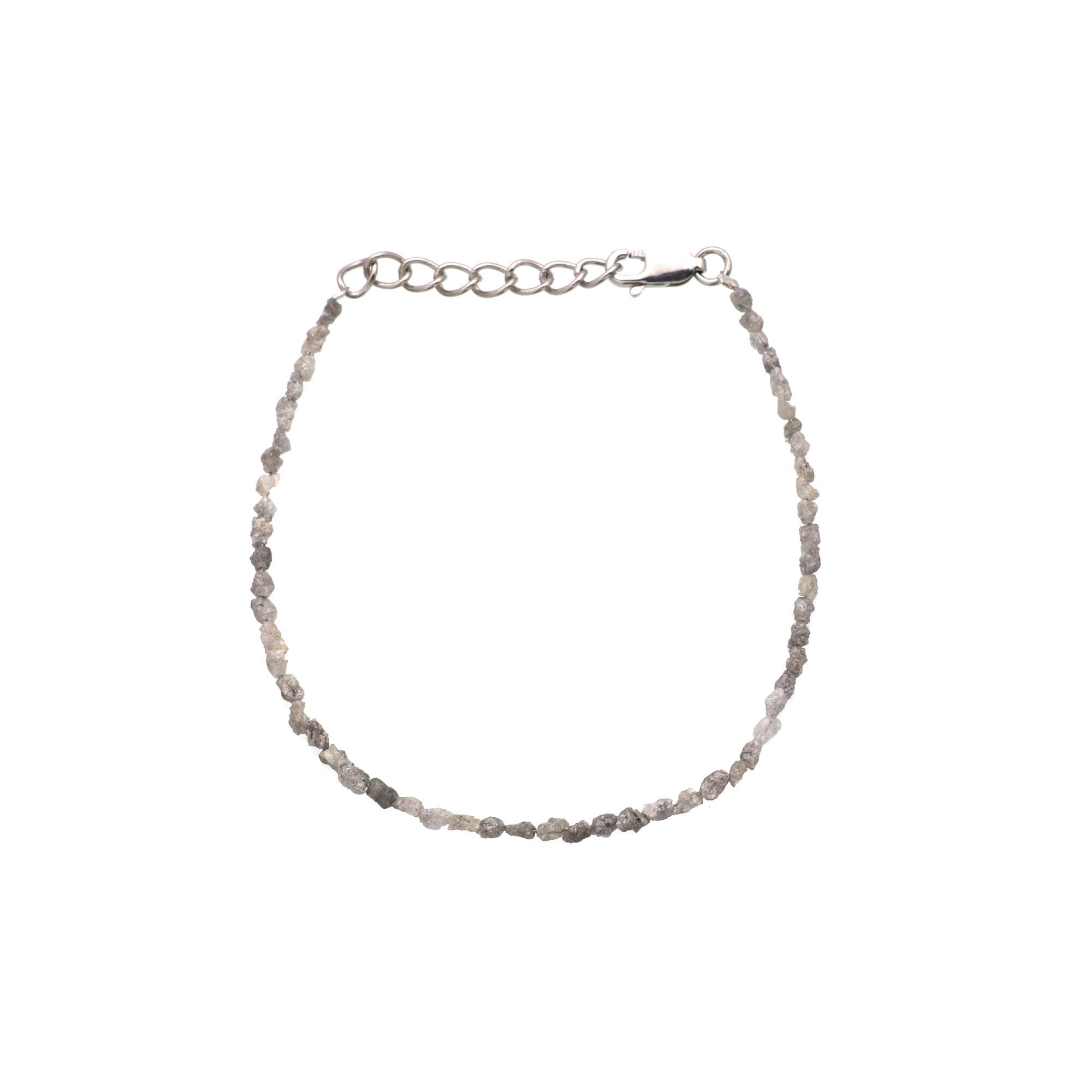 Handmade Silver Diamond Chip Bracelet – Dainty Real Diamond Beads Jewelry