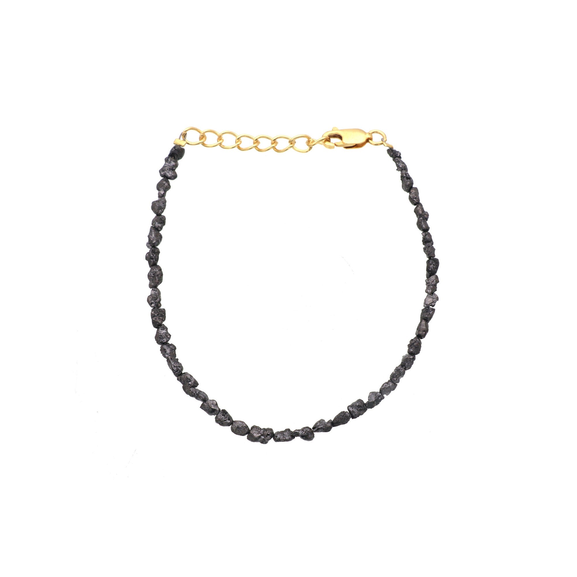 Raw Diamond Beads Bracelet in Silver – Boho Minimalist Adjustable Jewelry