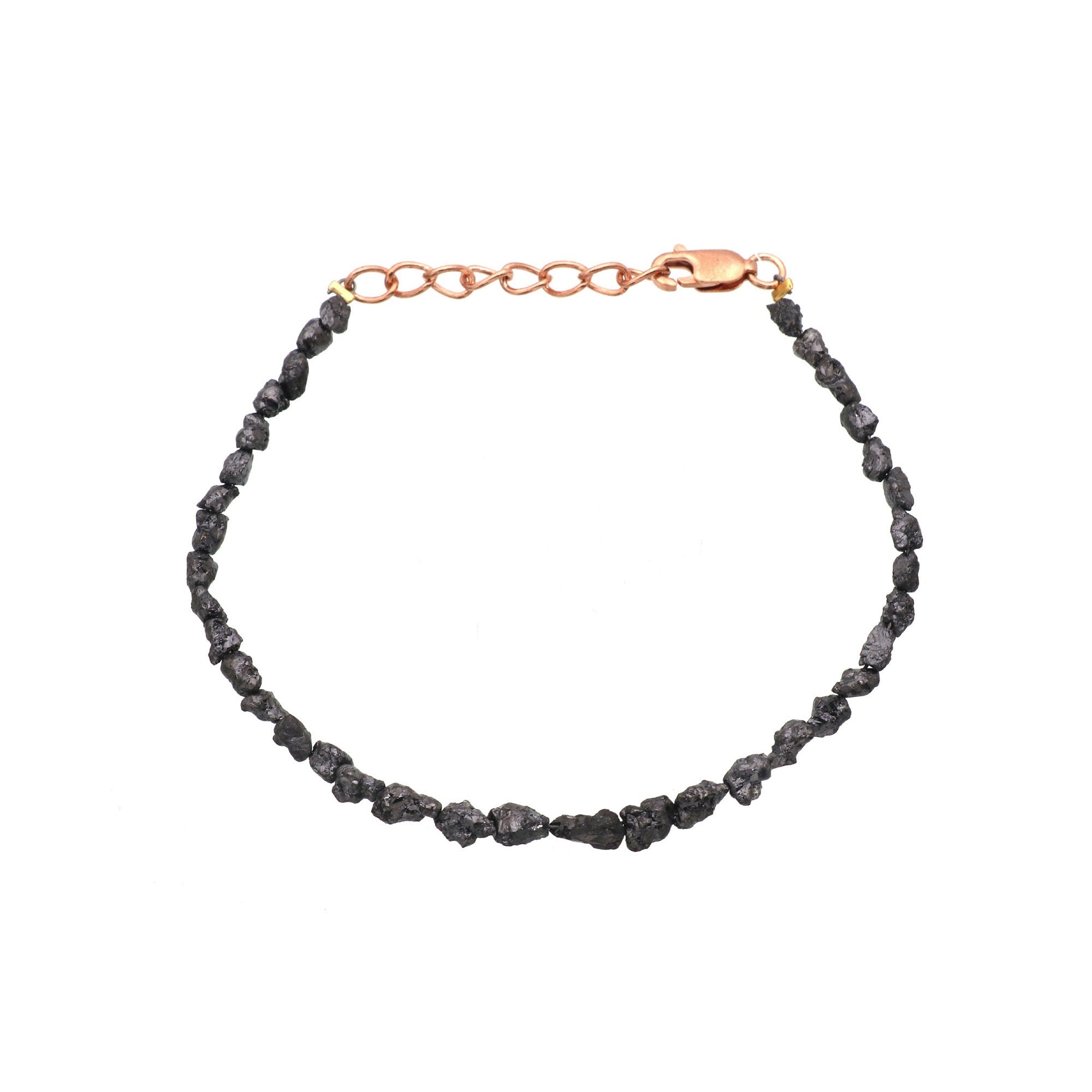 Raw Diamond Beads Bracelet in Silver – Boho Minimalist Adjustable Jewelry