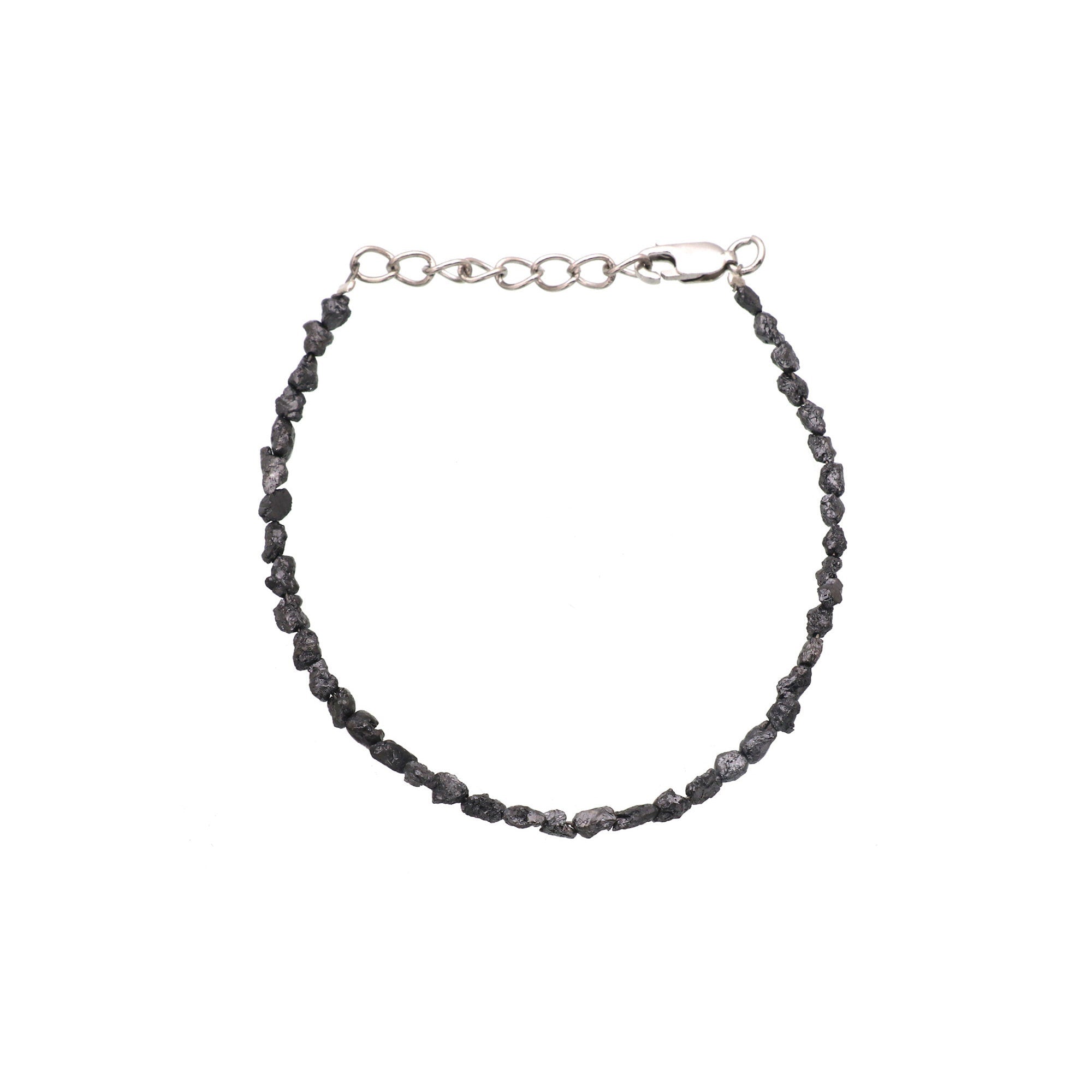 Raw Diamond Beads Bracelet in Silver – Boho Minimalist Adjustable Jewelry