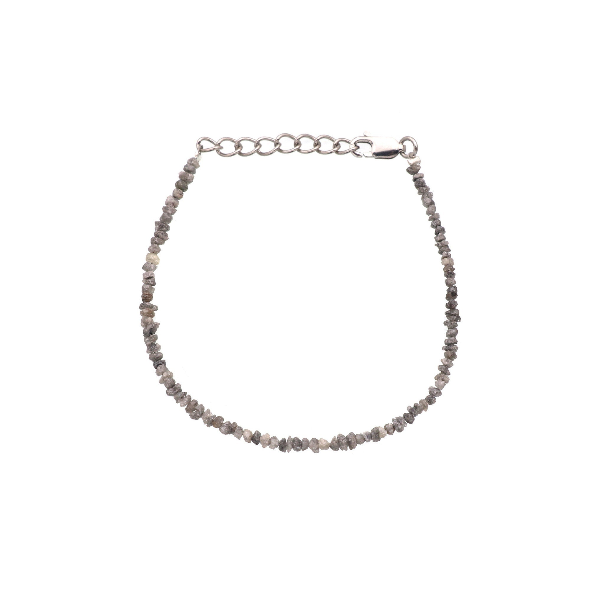 Natural Diamond Bead Bracelet in Sterling Silver – Elegant Minimalist Jewelry