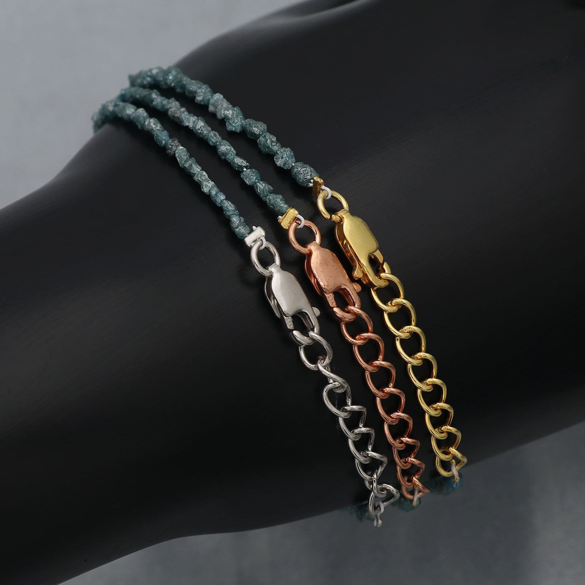 Natural Diamond Bead Bracelet in Sterling Silver – Elegant Minimalist Jewelry