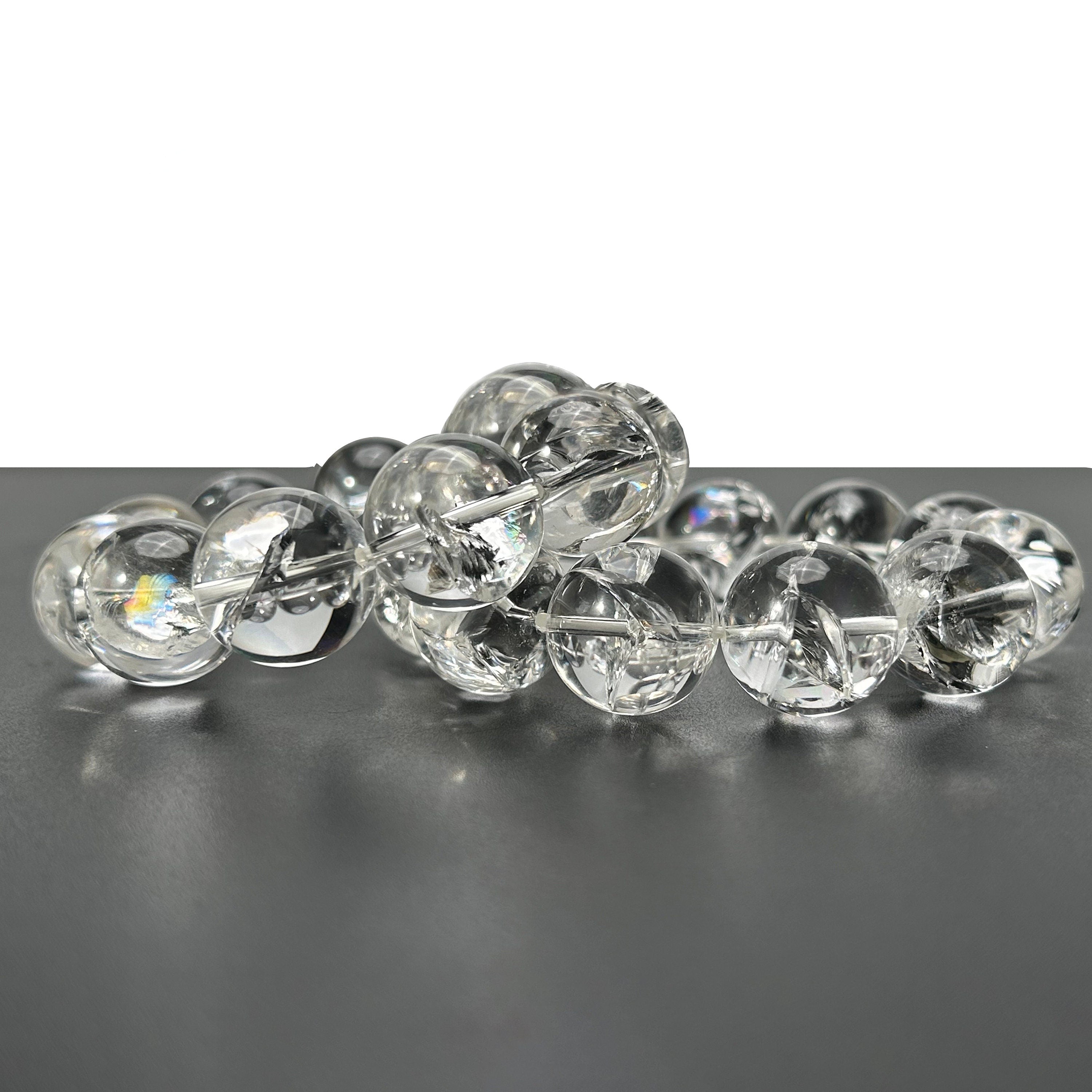 Himalayan Clear Quartz Bracelet: Rainbow Inclusions, Spiritual Healing