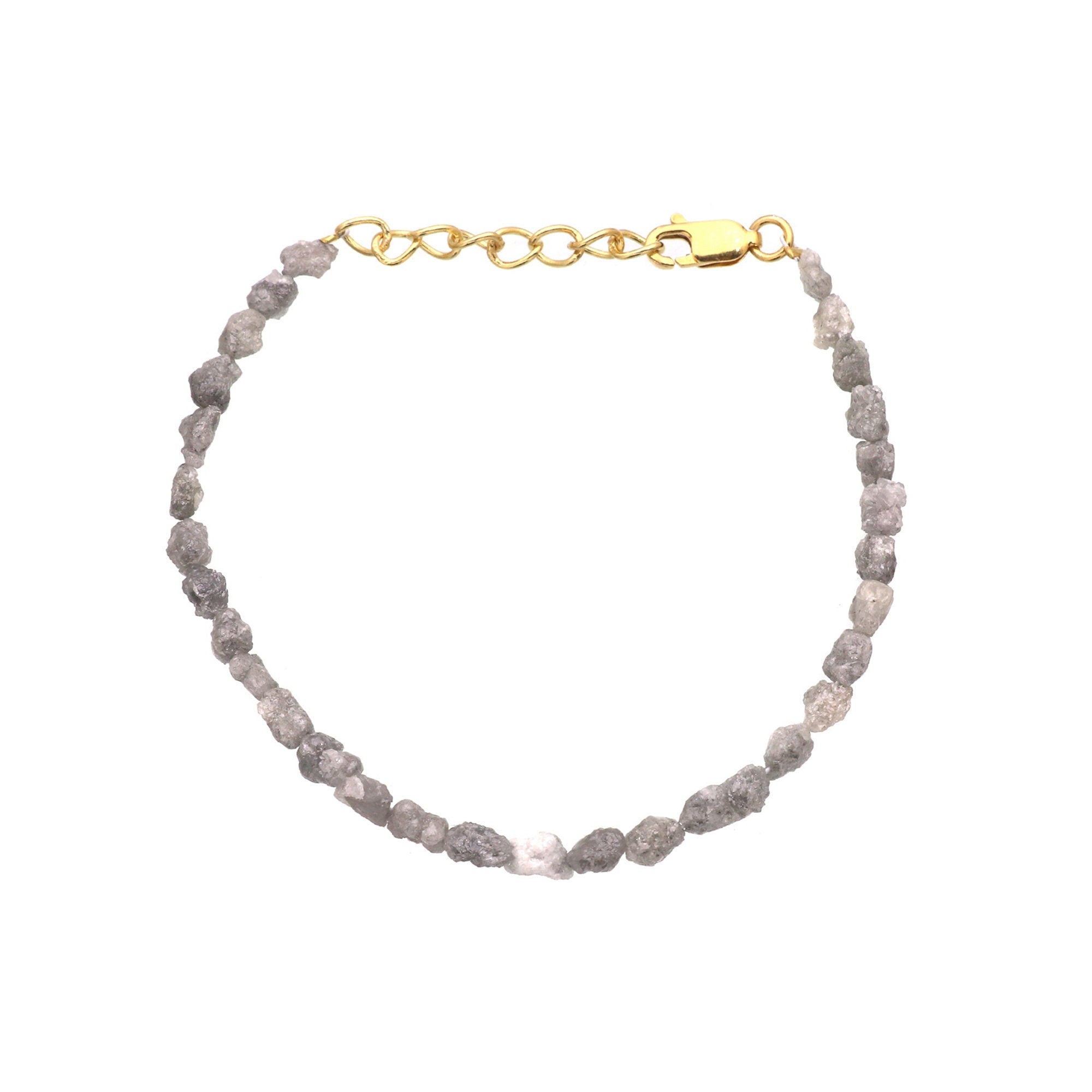 Natural Diamond Bead Bracelet in Sterling Silver – Elegant Minimalist Jewelry