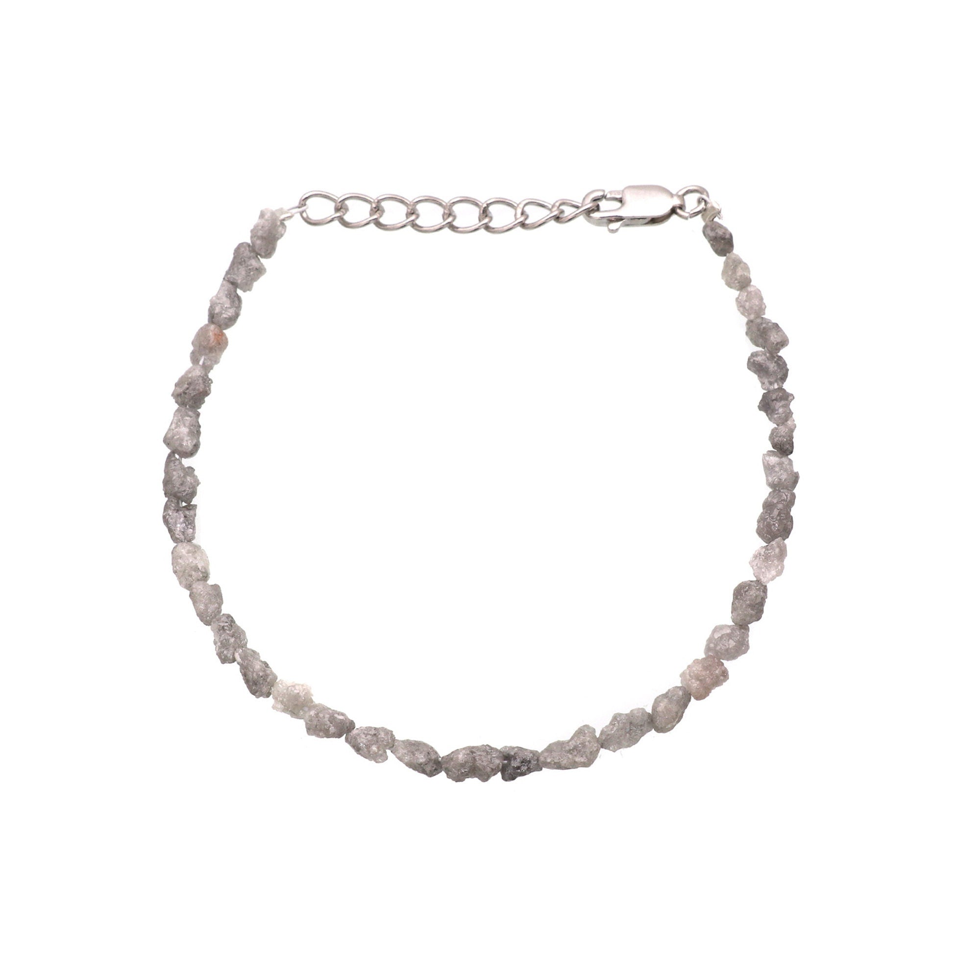 Natural Diamond Bead Bracelet in Sterling Silver – Elegant Minimalist Jewelry