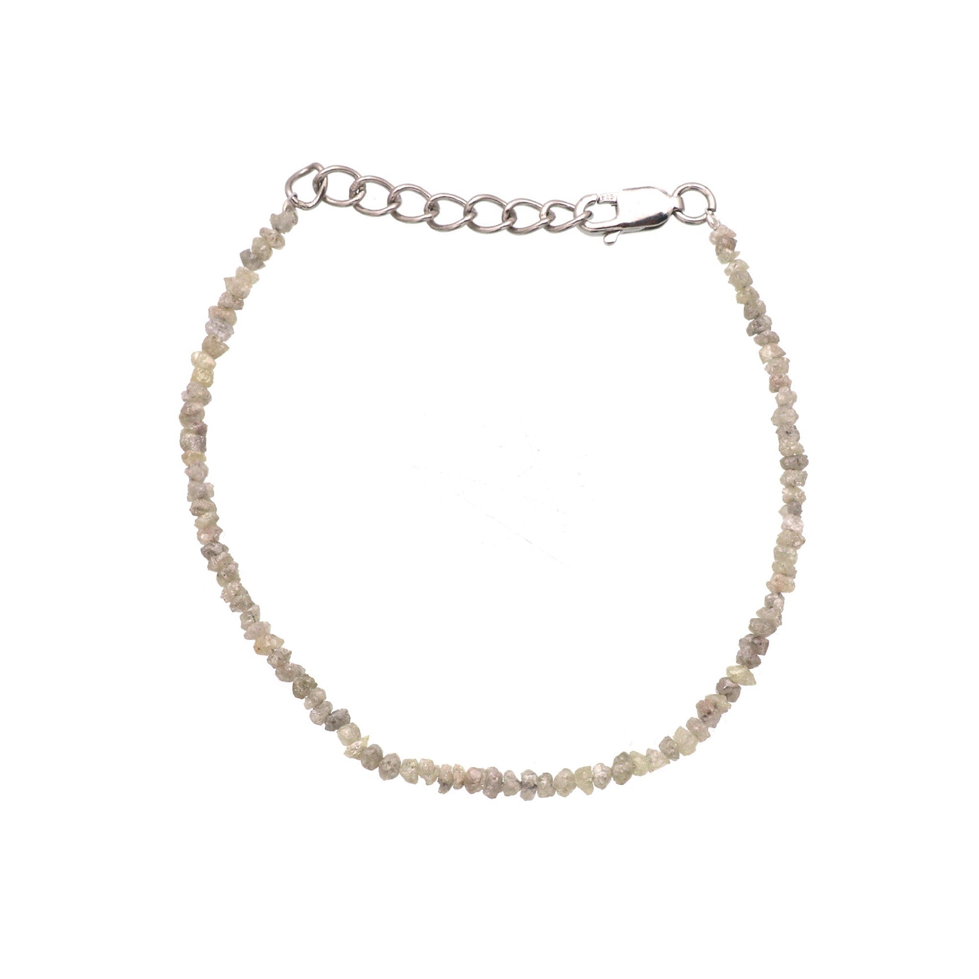Diamond Chip Beads Bracelet – Sterling Silver Dainty Layering Bracelet