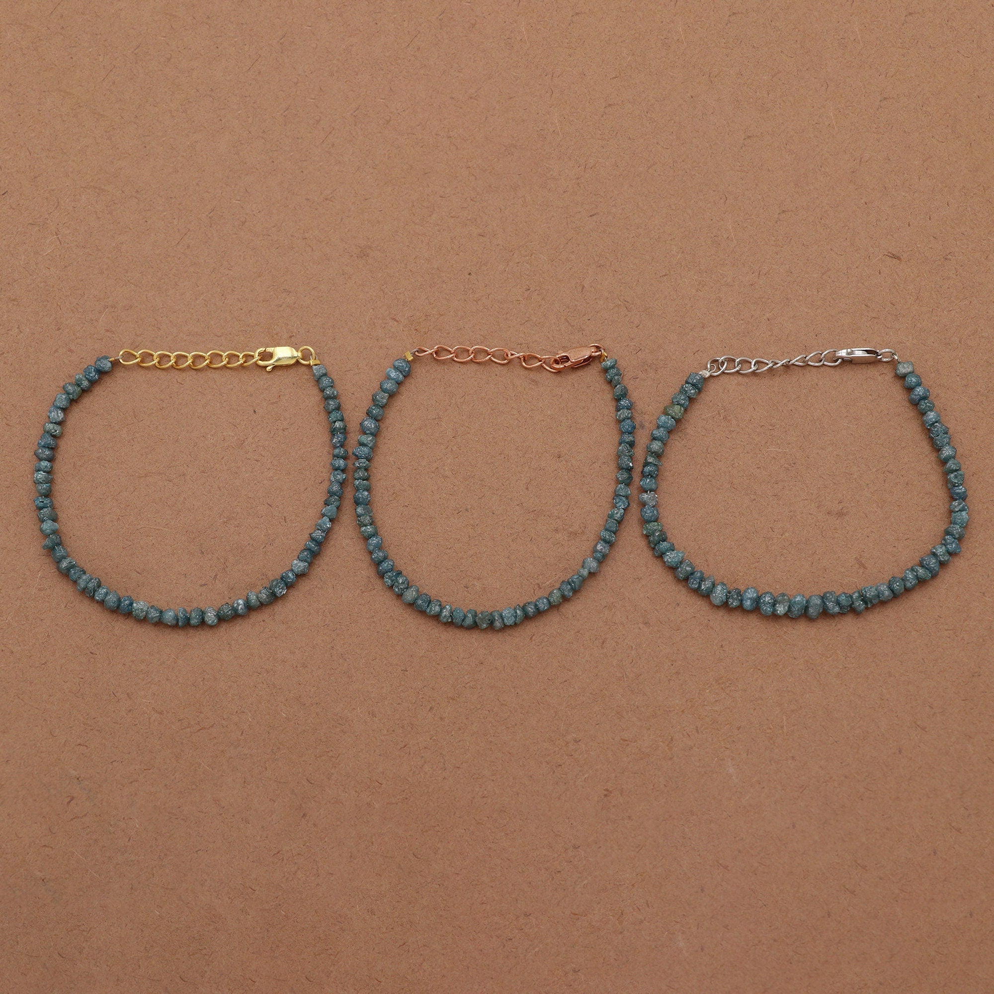 Handmade Silver Diamond Chip Bracelet – Dainty Real Diamond Beads Jewelry