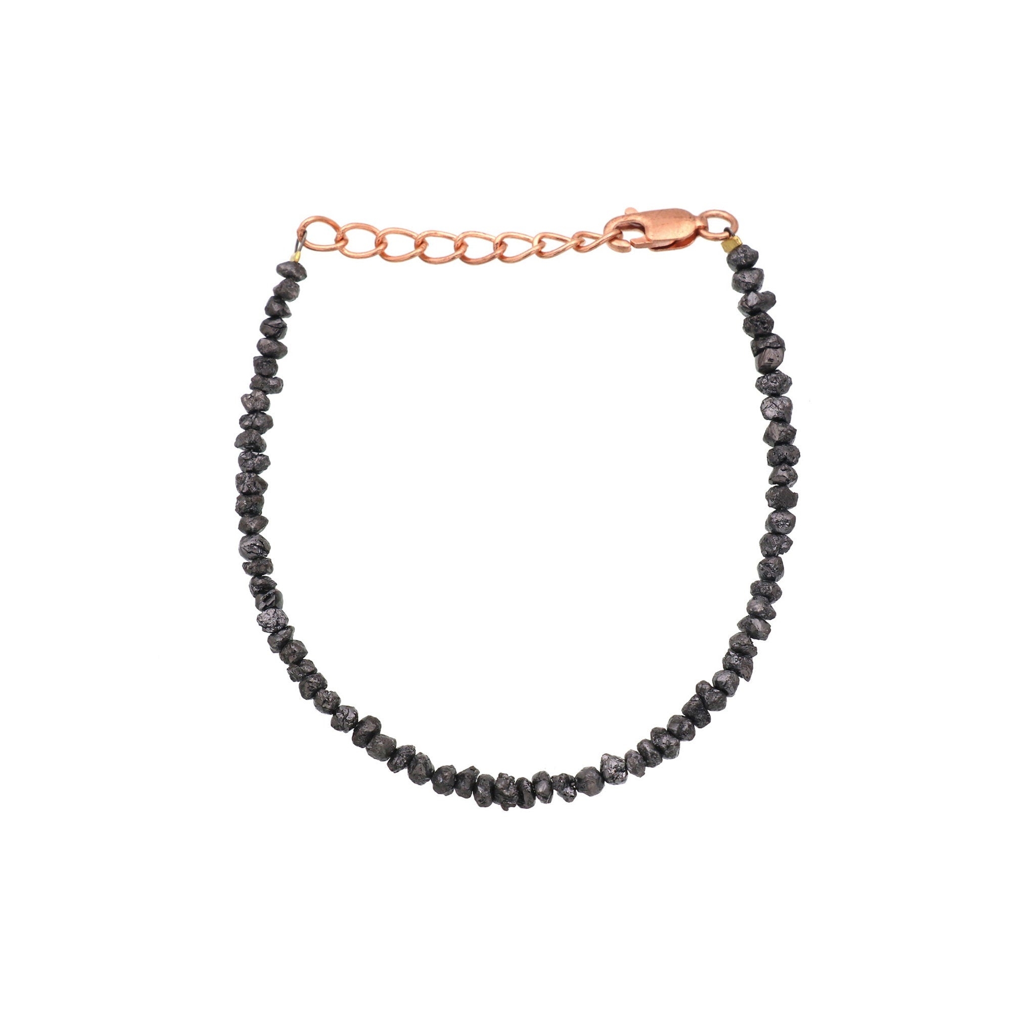 Silver Black Diamond Chip Beads Bracelet – Natural Diamond Beaded Minimalist Jewelry