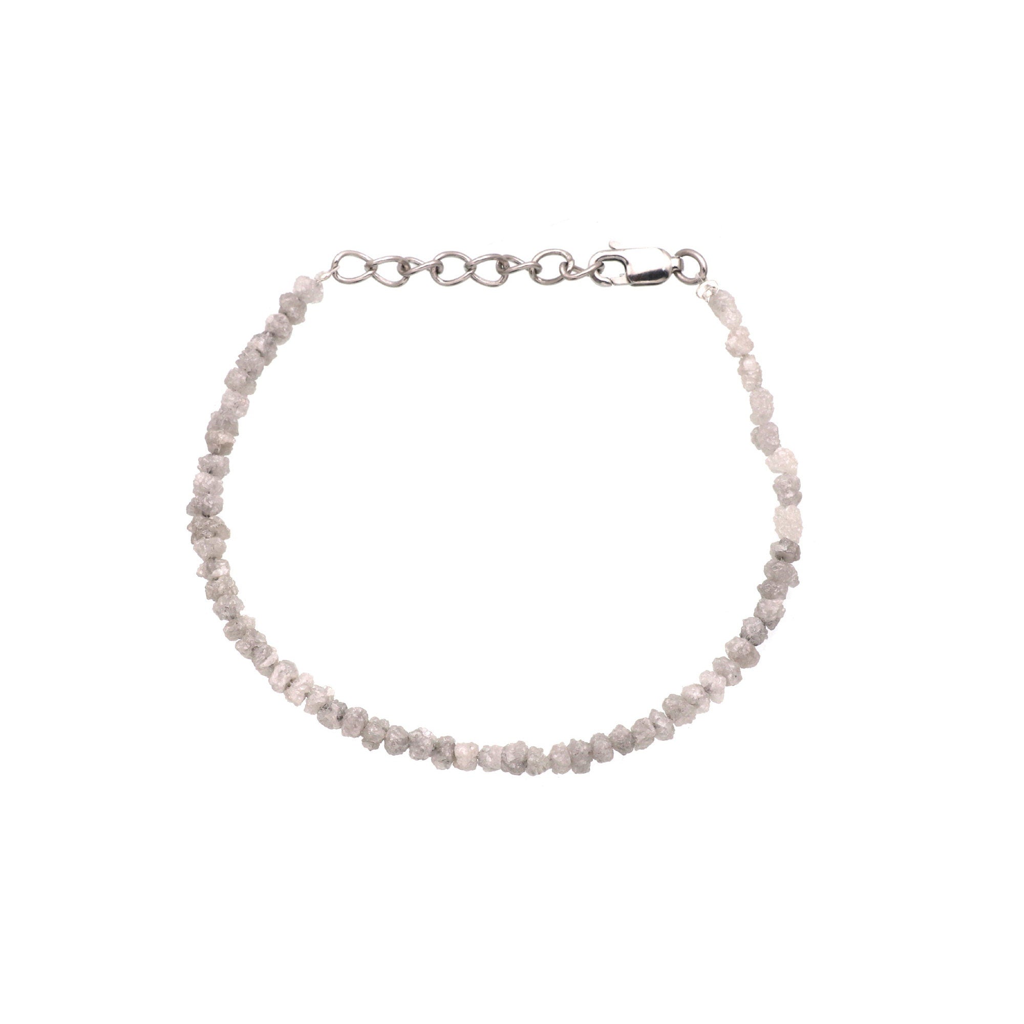 Natural Diamond Bead Bracelet in Sterling Silver – Elegant Minimalist Jewelry