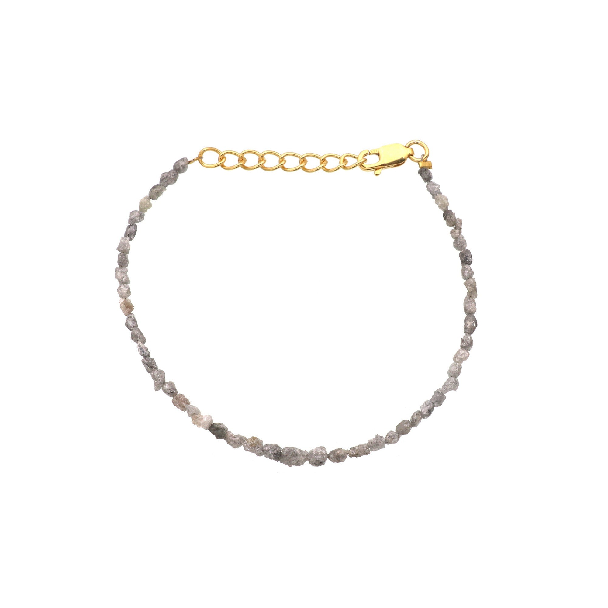 Handmade Silver Diamond Chip Bracelet – Dainty Real Diamond Beads Jewelry