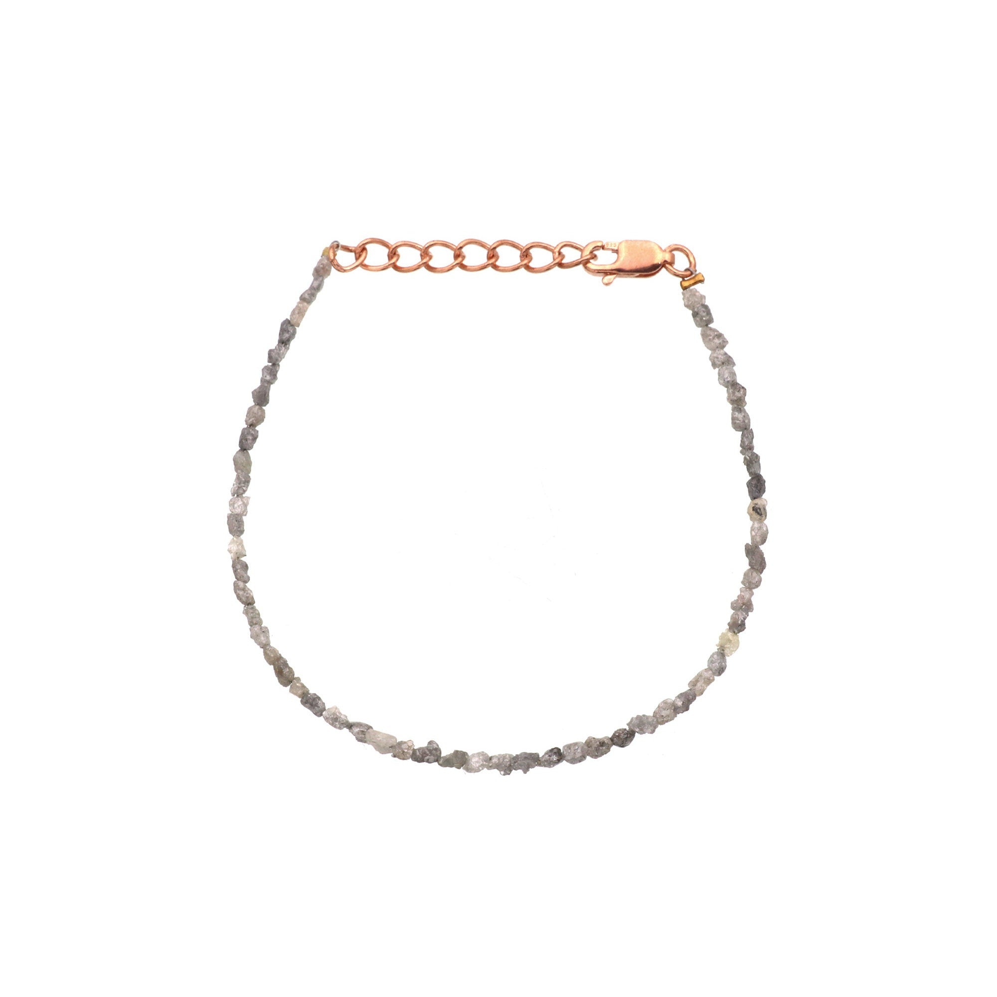 Handmade Silver Diamond Chip Bracelet – Dainty Real Diamond Beads Jewelry