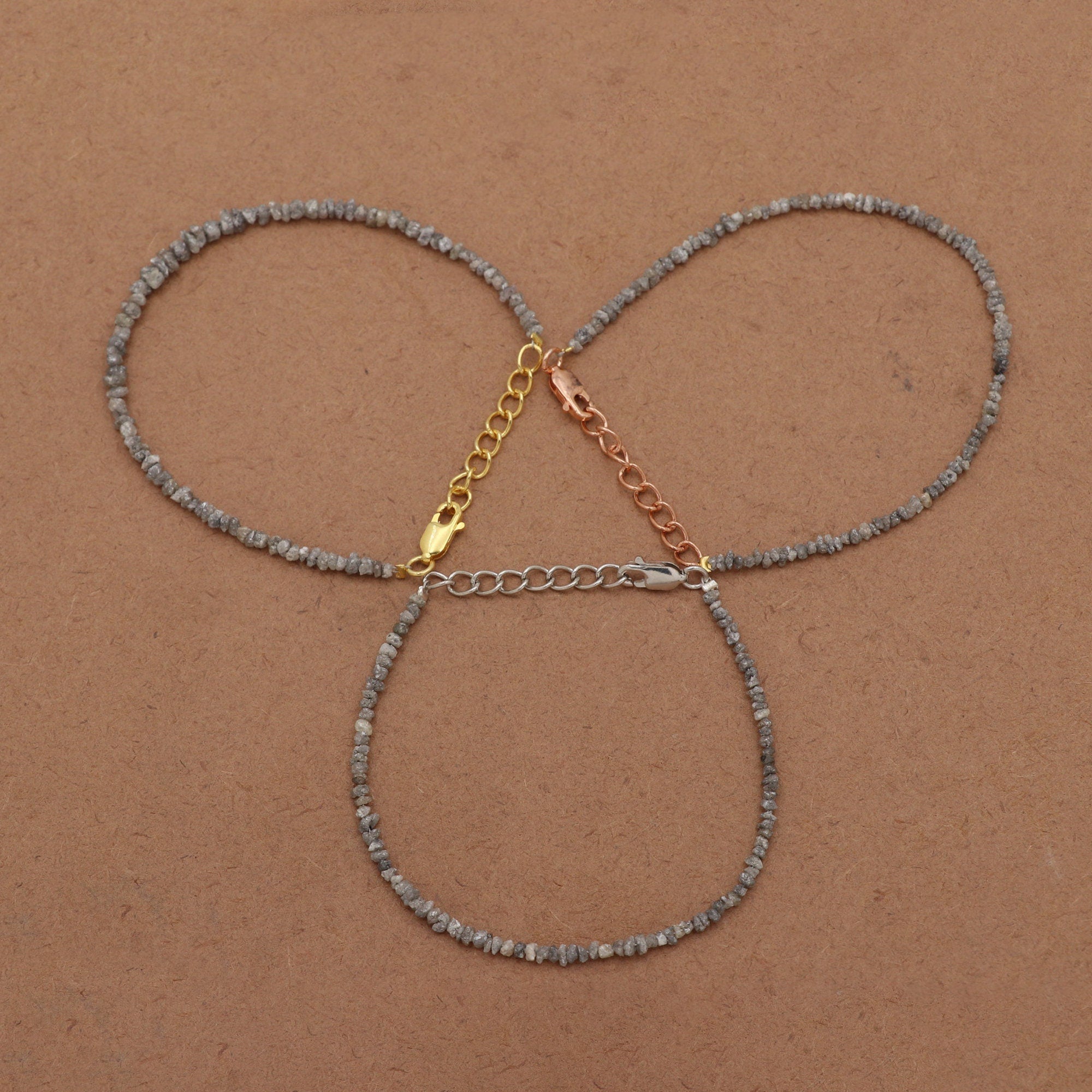 Natural Diamond Bead Bracelet in Sterling Silver – Elegant Minimalist Jewelry