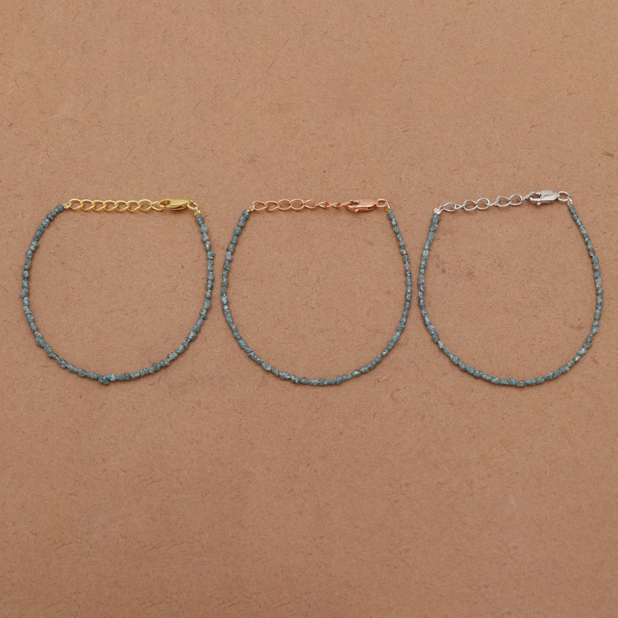 Natural Diamond Bead Bracelet in Sterling Silver – Elegant Minimalist Jewelry