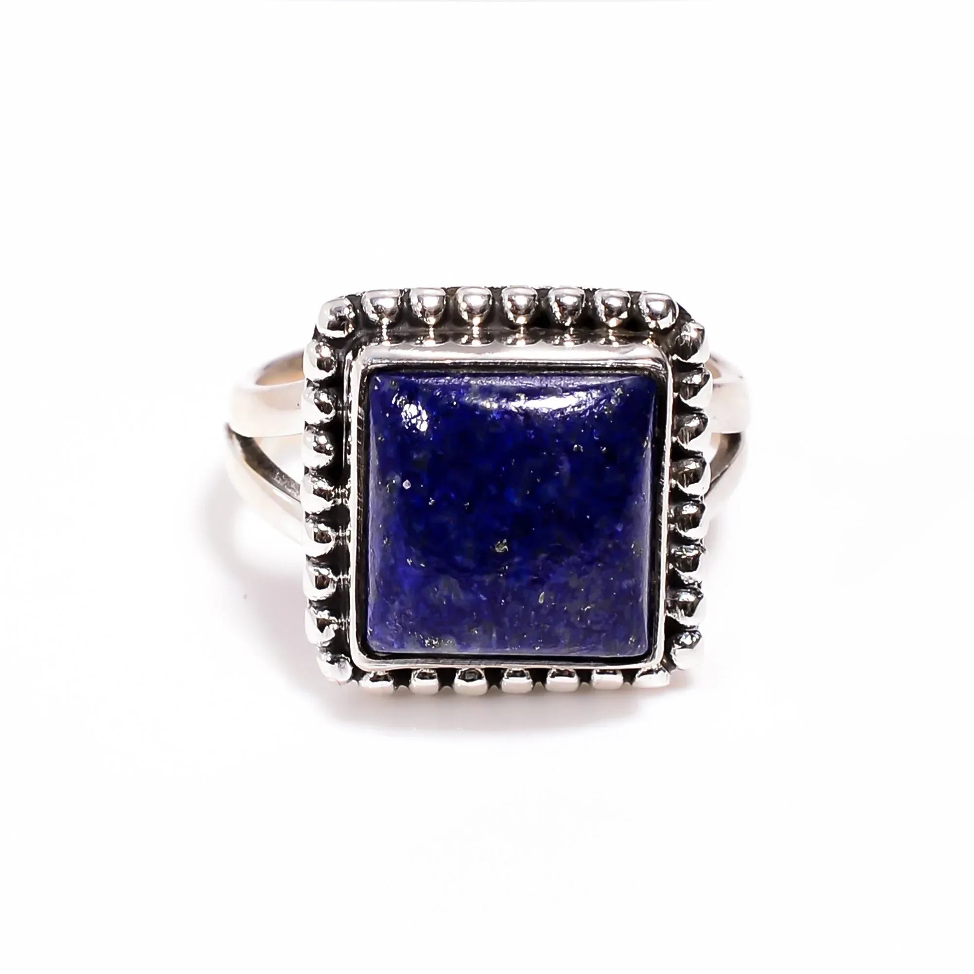 Lapis Lazuli 925 Sterling Silver Ring: Square Blue Gemstone