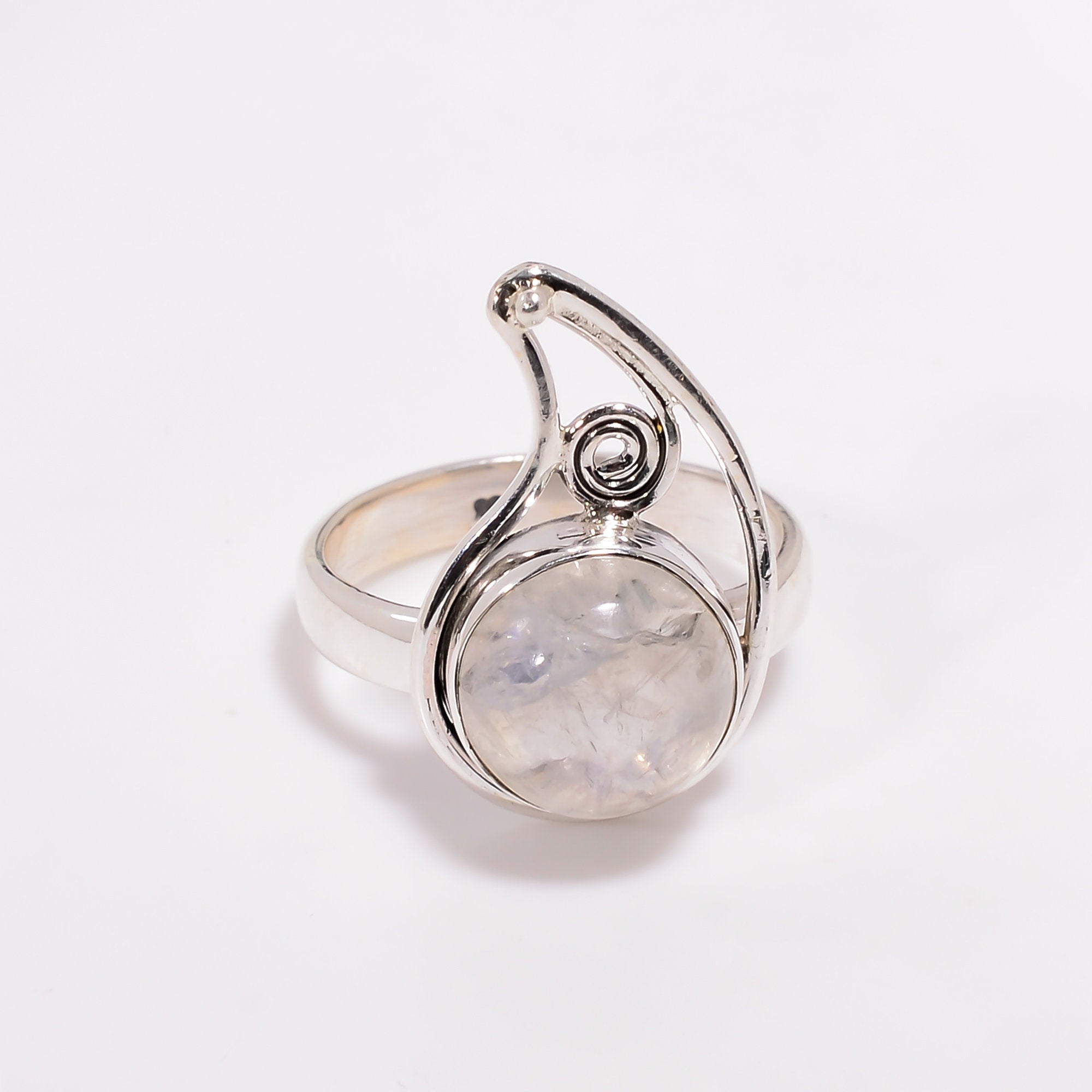 Natural Moonstone Ring: 925 Sterling Silver Handmade Jewelry